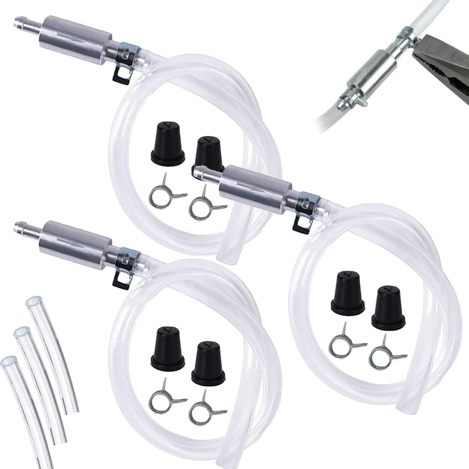 3 PCS Universal Fluid Deflerator, Brake Bleed Hose, Brake System Bleeding Tools, Auto Motorcycle Clutch One-Way Check Valve Tube Deflation Tool Kit Hose with Metal Clamp image number 5