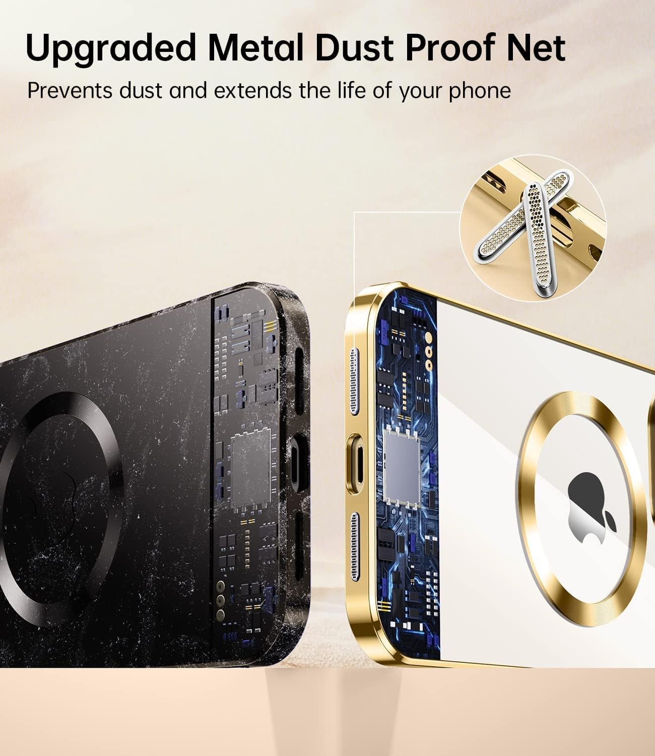 ELEPIK for Iphone 11 Case with Camera Protector, [Full Camera Cover Protection] [Compatible with Magsafe] [Military Grade Protection] Clear Magnetic Slim Phone Case 6.1 Inch, Gold