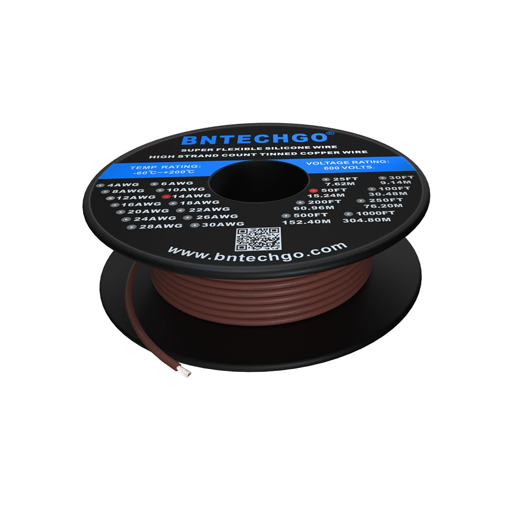 BNTECHGO 14 Gauge Silicone Wire Ultra Flexible 20 Feet High Temp 200 Deg C 600V 14 AWG Silicone Wire 400 Strands of Tinned Copper Wire Stranded Wire Model Battery Cable Black and Red Each Color 10 Ft