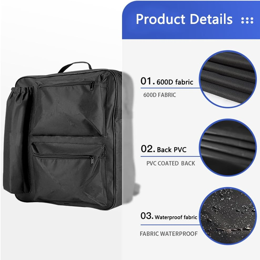 600D Oxford Cloth Tear-Resistant Oxford Wheelchair Bag to Hang on Back, Wheelchair Backpack, Water Resistant Portable Large Storage Wheelchair Bag Convenient Durable Wheelchair Accessories Bag image number 5
