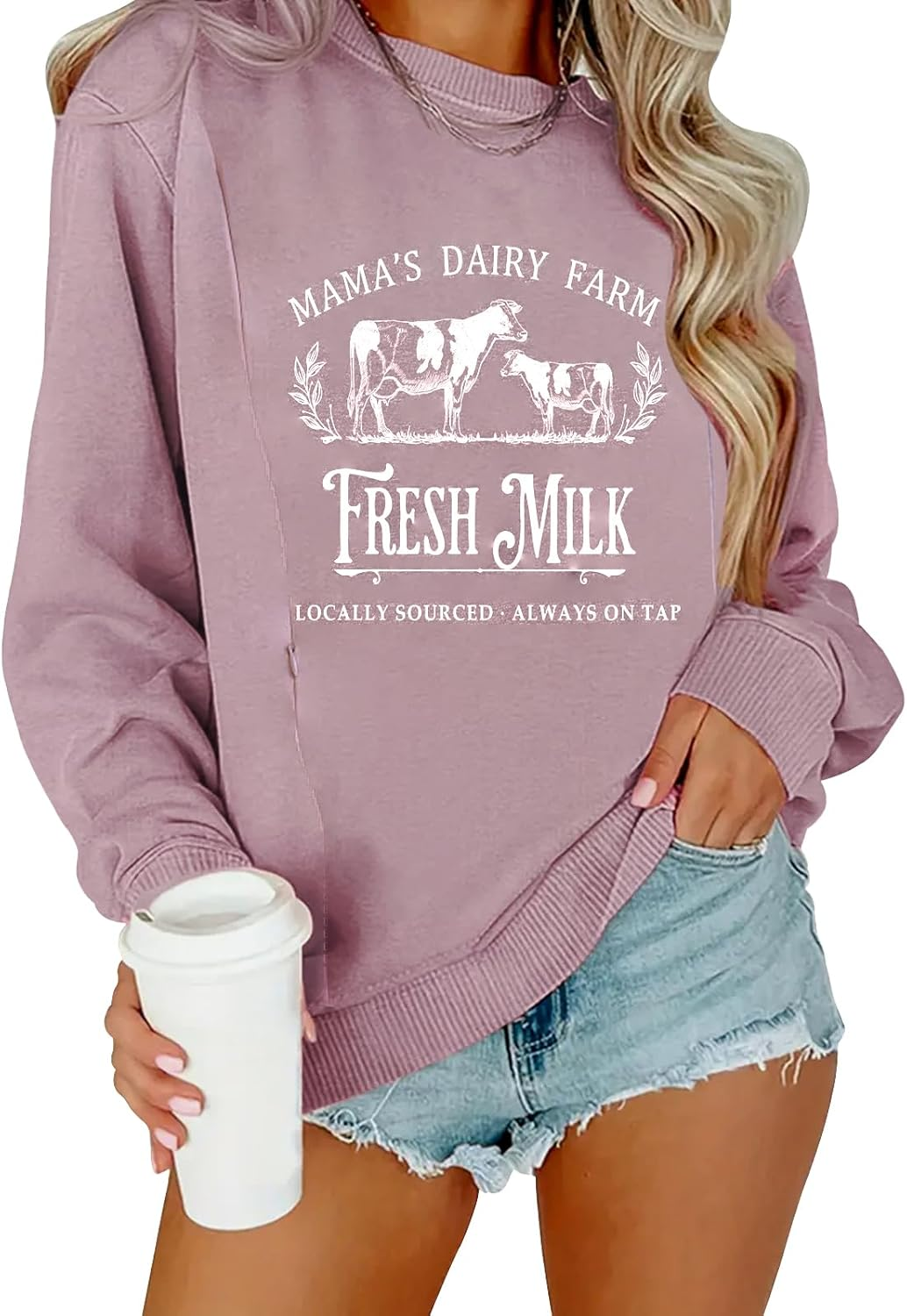 TAIUICY Women Nursing Sweatshirts Breastfeeding Zip Nursing Friendly Sweater Mama'S Daily Farm Fresh Milk Pullover
