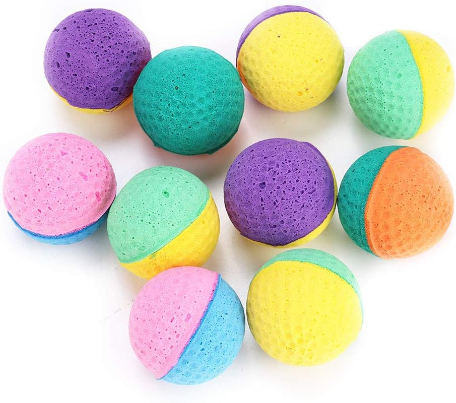 Haofy 10Pcs Cat Latex Balls Toys, Cat Interactive Foam Balls Set, for Scratching Play Fun Exerciser, with Colorful Teaser Toy Tubes & Tunnels image number 1