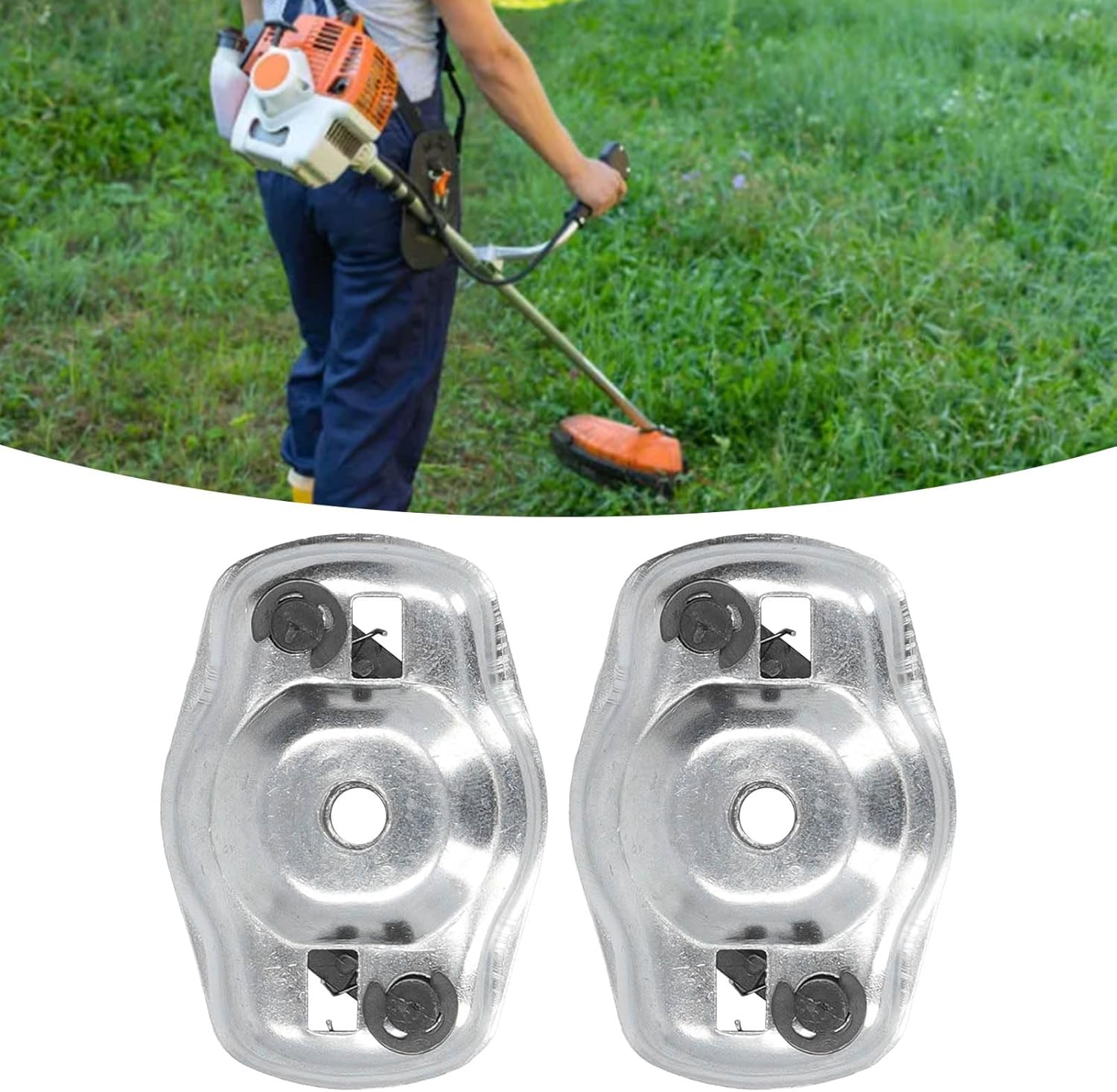 2PCS Trimmer Recoil Starter Pawl, Pull Plate Dial Steel Replacement Lawn Trimmer Parts for 128R 135R 323R 327 RDX 535 Rx, Starter Pawl Bridge, Lawn Trimmer Starter Dial