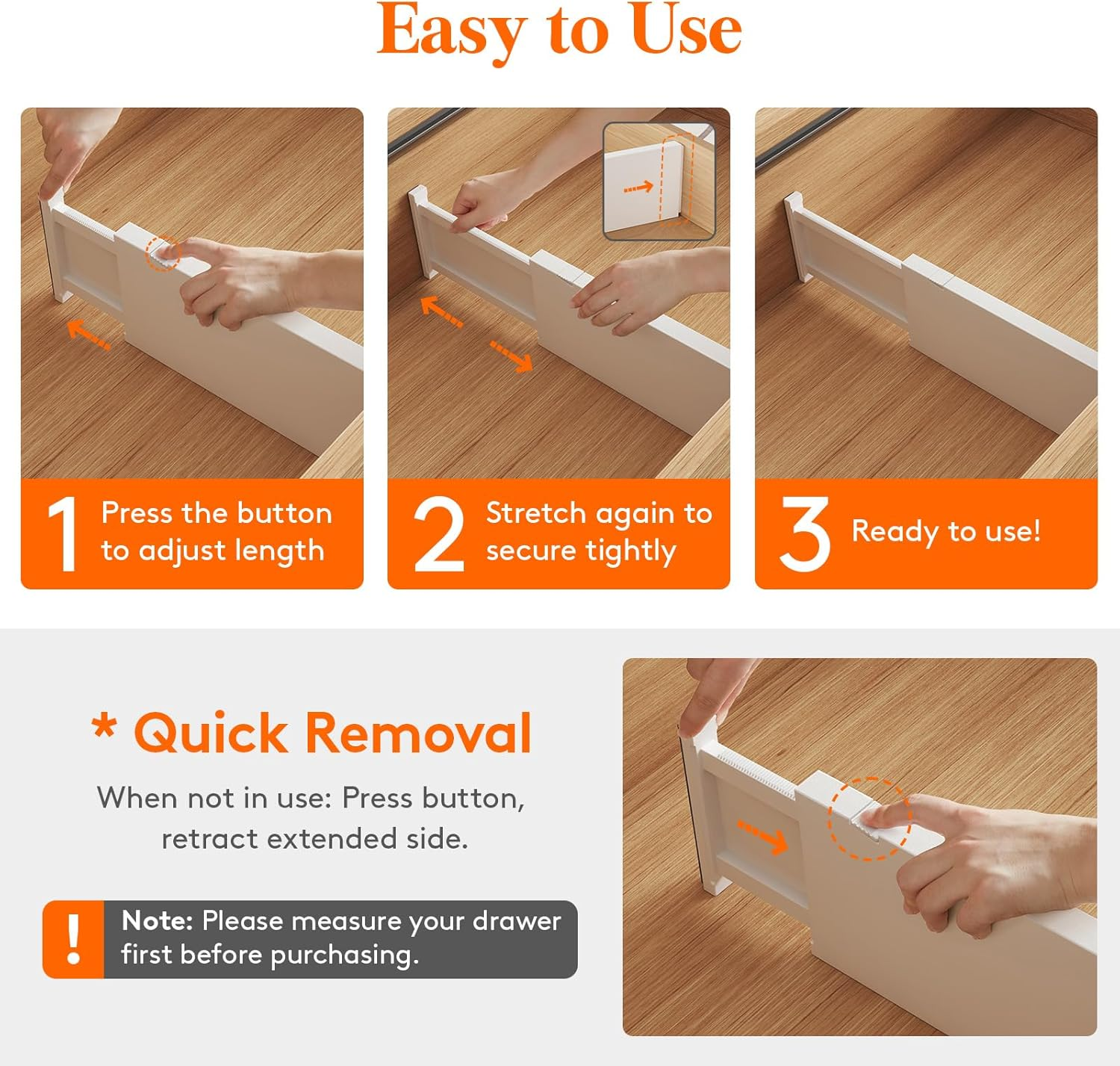 Lifewit 5 Pack Drawer Dividers Plastic 5" High, 13.5-22" Adjustable Drawer Organizers for Clothes, Expandable Dresser Separators in Bedroom/Bathroom/Kitchen/Fridge/Office Organization and Storage image number 1