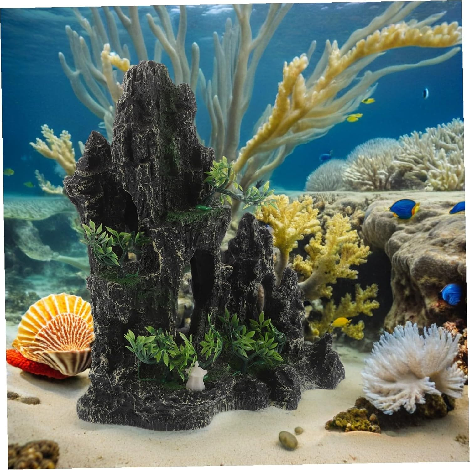 CORHAD Simulated Stone Fish Tank Rock Cave Decor for Aquarium with Shrimp Hideaway Naturalistic Artificial Rock Shelter Enhances Aquatic Habitat Suitable for Large Tanks image number 5