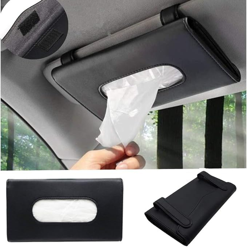 Car Sun Visor Tissue Holder & Napkin Holder 2-Pack, Premium Car Tissue Box for Vehicle Backseat, Black Car Tissue Holder - 2 Pieces