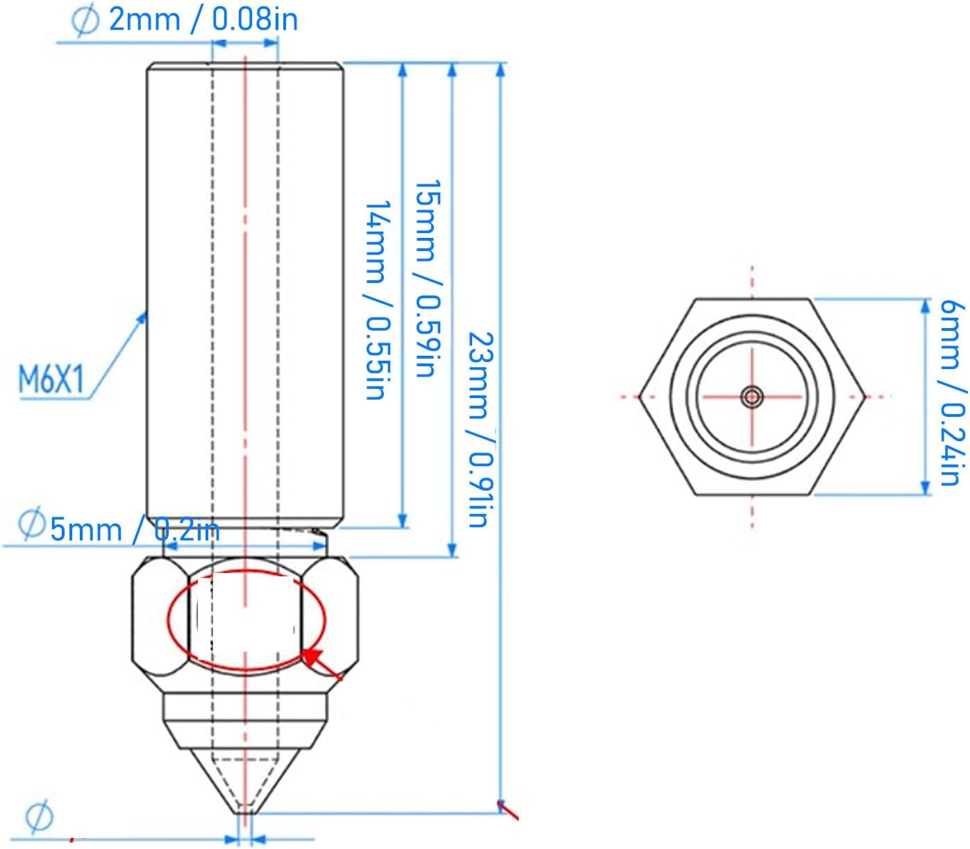3PCS Hardened Steel Nozzles for K1, for Kobra, for Sovol Sv06 plus Sv07 3D Printer Extruder Nozzles Metal Nozzle Ends 3D Printer Extruders MK8 3D Printer Extruder Nozzle image number 2