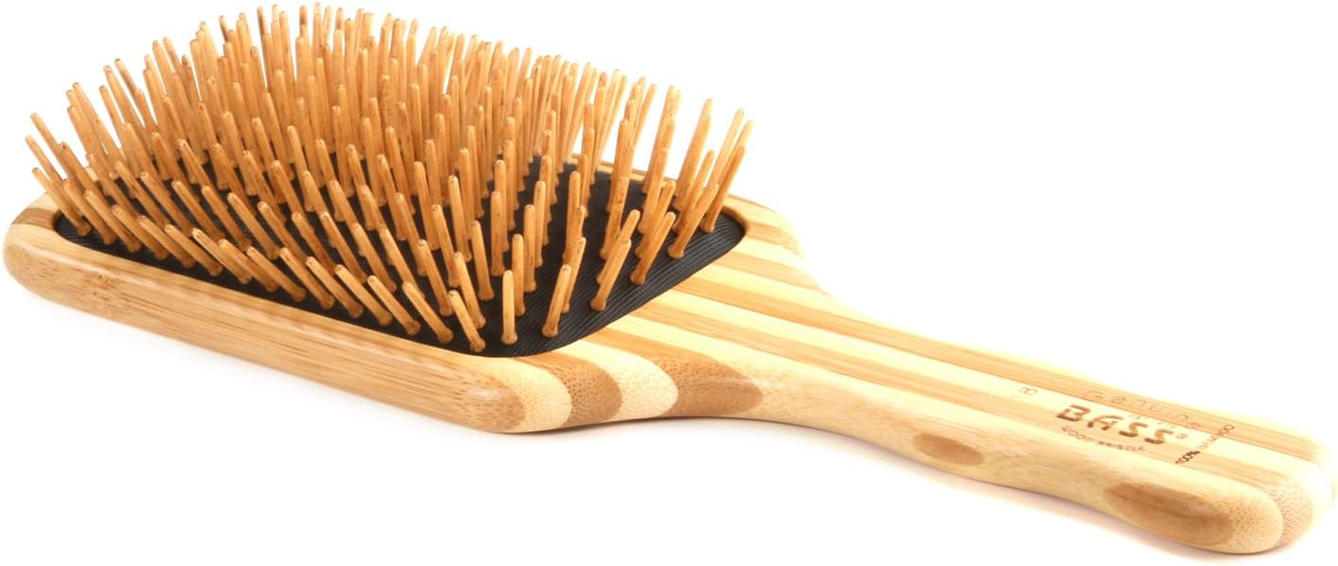 BASS BRUSHES Bamboo Wood Hair Brush Large Square Paddle image number 3