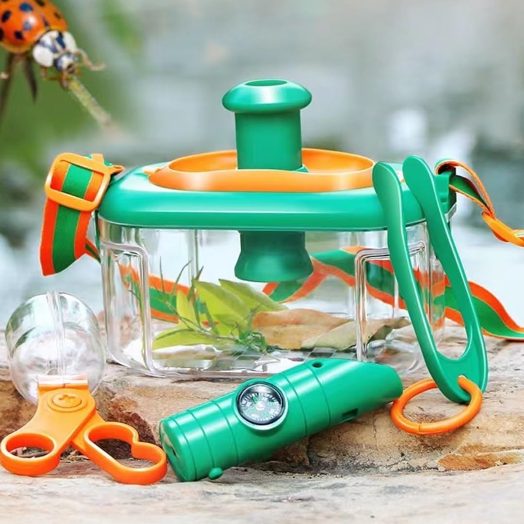 Why2Wise Bug Catcher Kit for Kids - Outdoor Explorer Kit with Insect Box,Binoculars, Magnifying Glass, Net, Tweezers, Clamp, Whistle - Educational Toy 3+ Years Old Boys Girls image number 2
