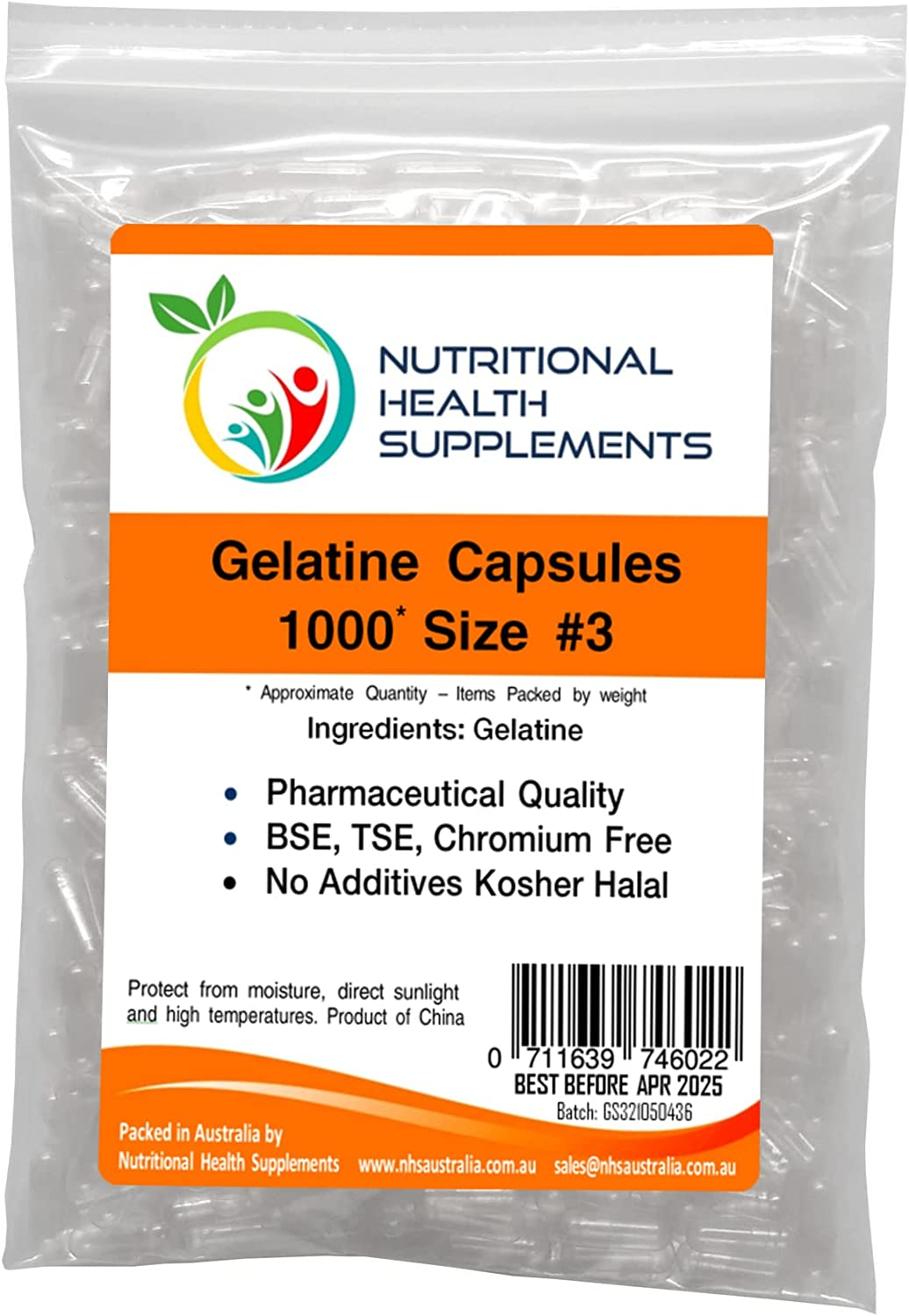 1000 X Size 3 Empty Clear Gelatin Capsules Kosher Halal Gelatine Gel Caps image number 2