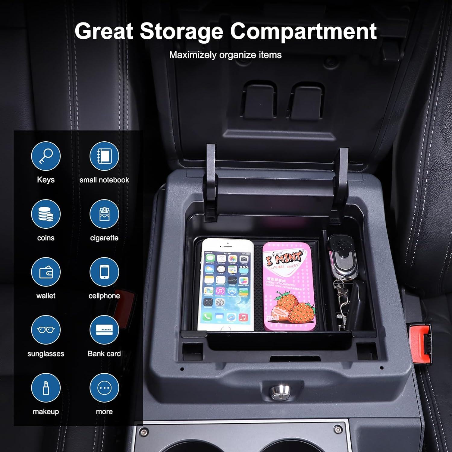 Yinaniutos Center Console Organizer Compatible with INEOS Grenadier 2020-2025 Accessories | ABS Armrest Storage Box Insert Tray with Non-Slip Mat | 1PC Set image number 3