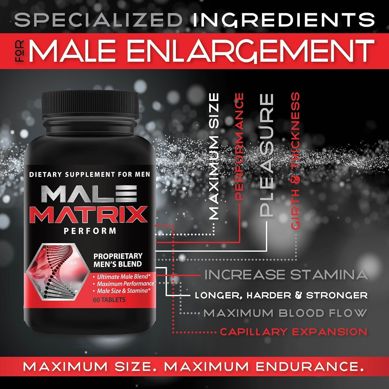 Male Matrix XL- Enlargement Pills for Men- Amplify Male Size- Extend in Length, Engorge in Girth- Boost up to 3 Inches in 90 Days- Stamina Multiplier- 60 Tablets image number 4