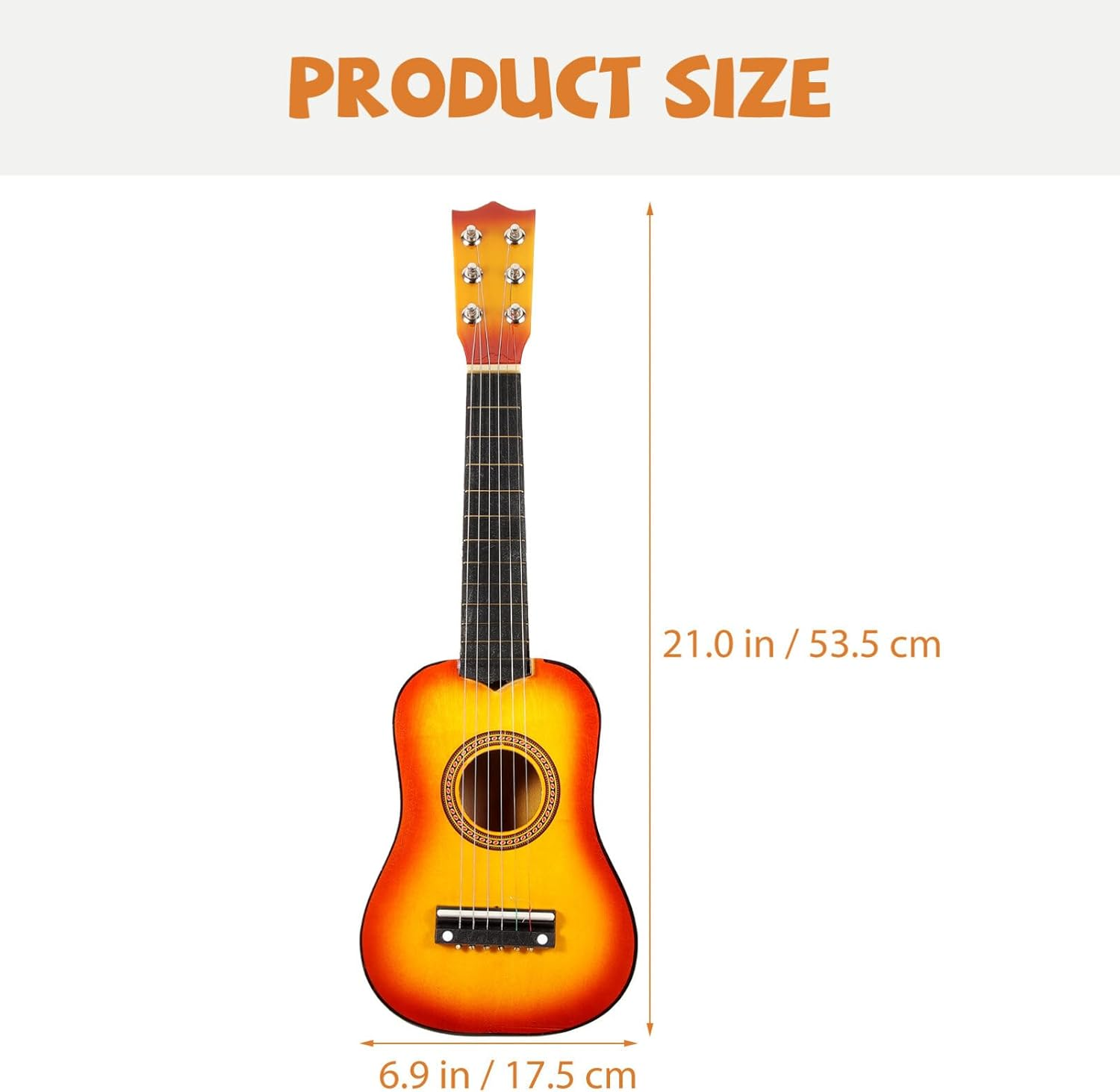 Veemoon 21 Inch Kids Acoustic Guitar 6 String Wooden Small Guitar Beginner Guitar Instrument (Sun Color) image number 4