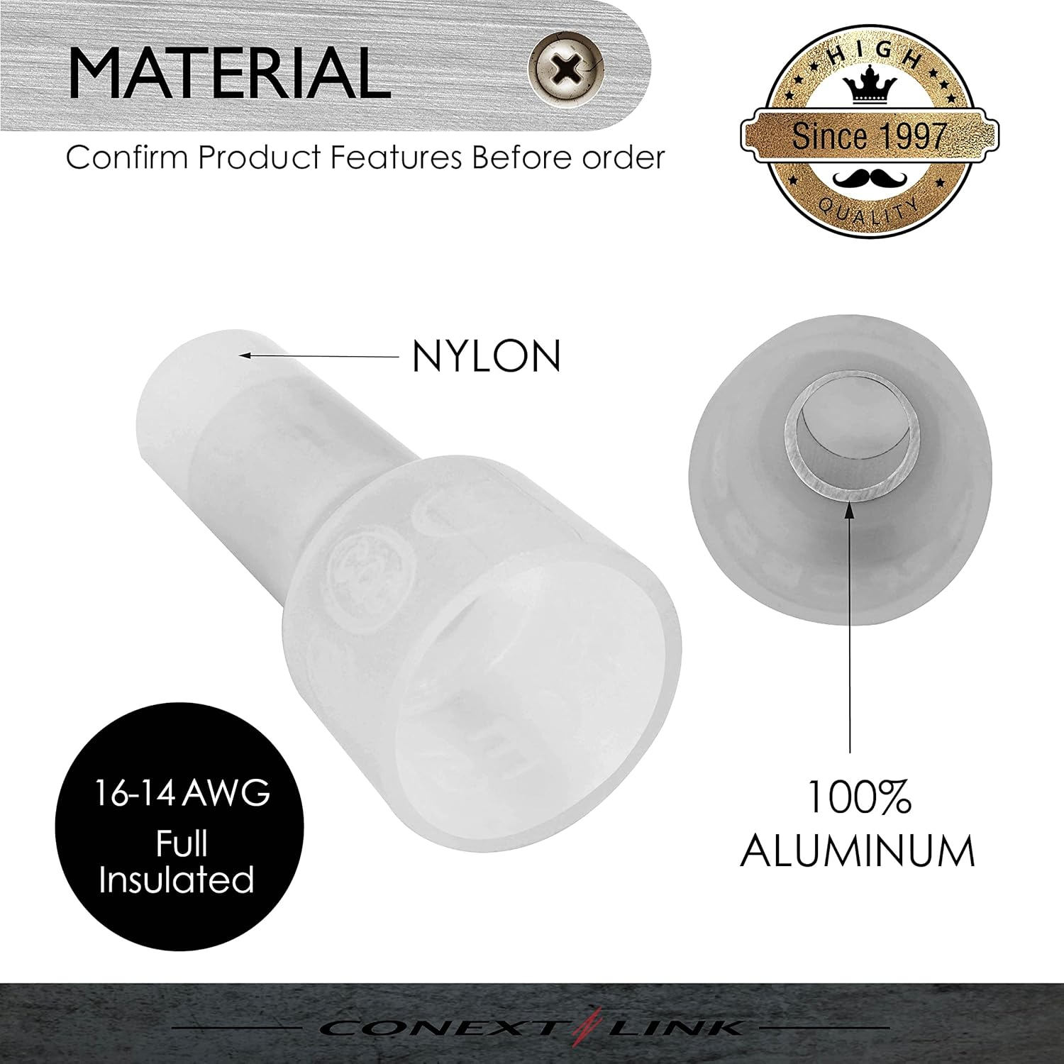 100 Closed End Crimp Cap Terminal Connector 16-14 GA AWG Gauge Wire Car Audio image number 2