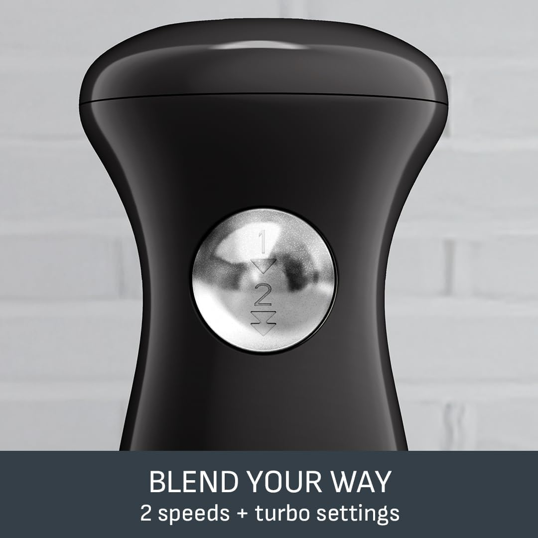 Tefal Soleil Hand Blender Black Collection 2 Speed Pulse 2 Stainless Steel Blades Powerful 450W Splash Guard Base Dishwasher Safe Parts HB4718G0 image number 2