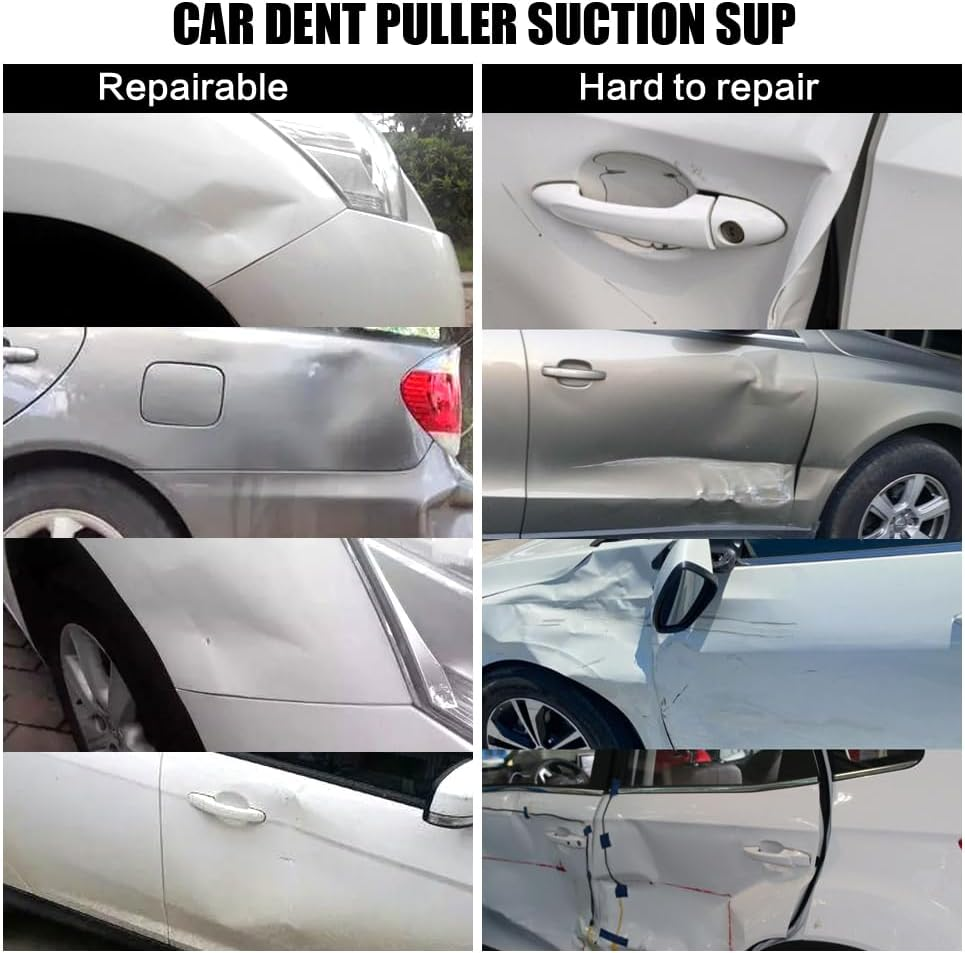 Dent Puller, 2 Pack Car Dent Puller Kit, Large and Small Suction Cup Dent Puller Kit for Car Dent Repair, for Glass Tile Mirror, Granite Lifting and Object Moving,L+S (Black-Yellow) image number 3