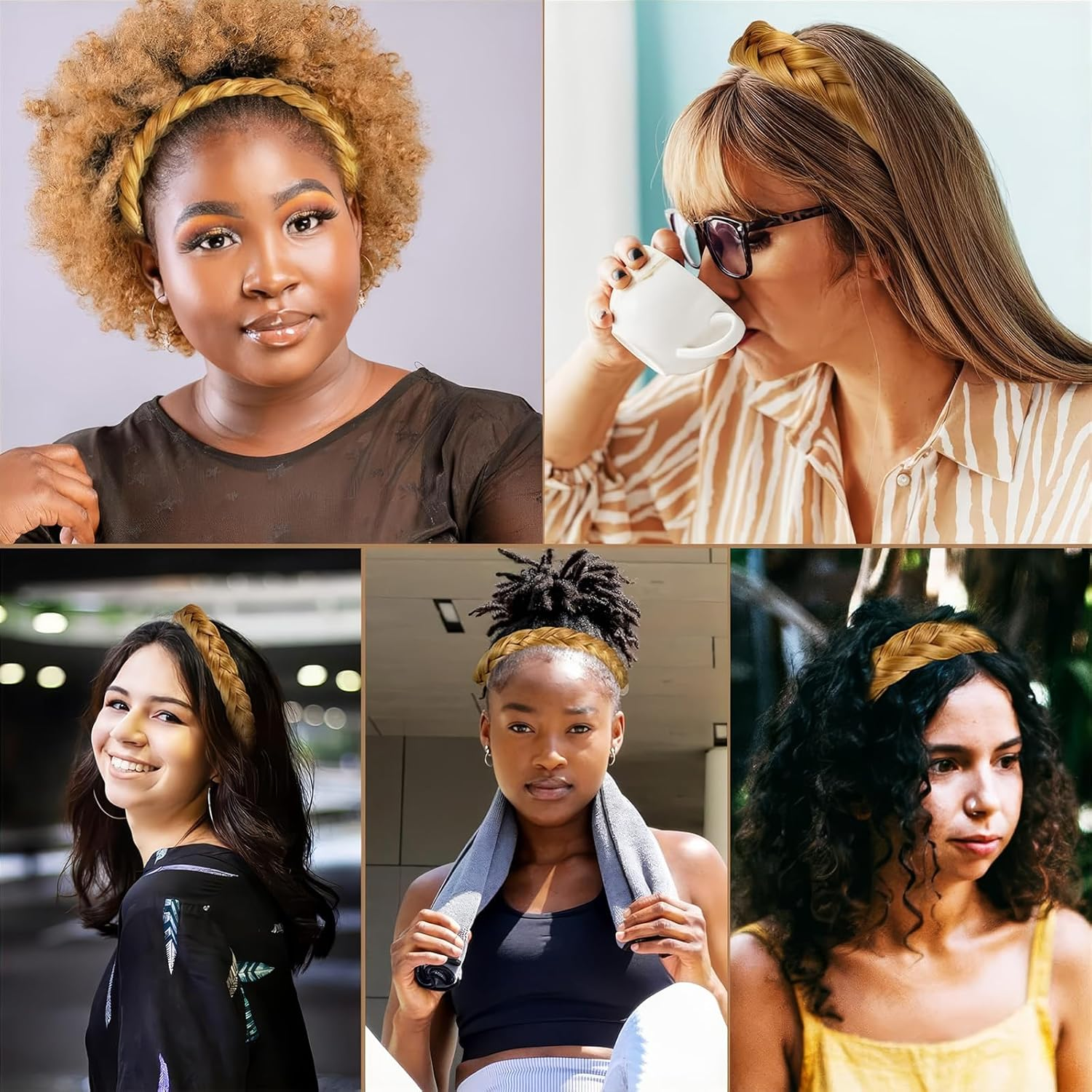 DHWEKU Costume Headband Dirndl Hair Band Braided Headband Women'S Braided Headband Hair Band 3 Strands Synthetic Hair Costume Headband Hairpiece for Wedding Christmas image number 2