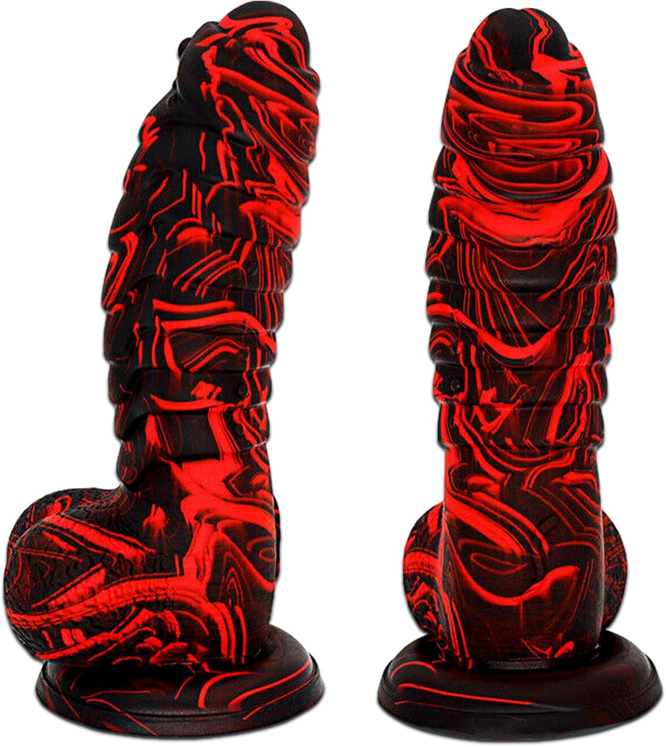 6" Realistic Fantasy Dildo Dong Penis Dragon Scales Alien Balls Silicone Suction Cup Red/Black for Women Men and Couples Adult Sex Toy image number 6