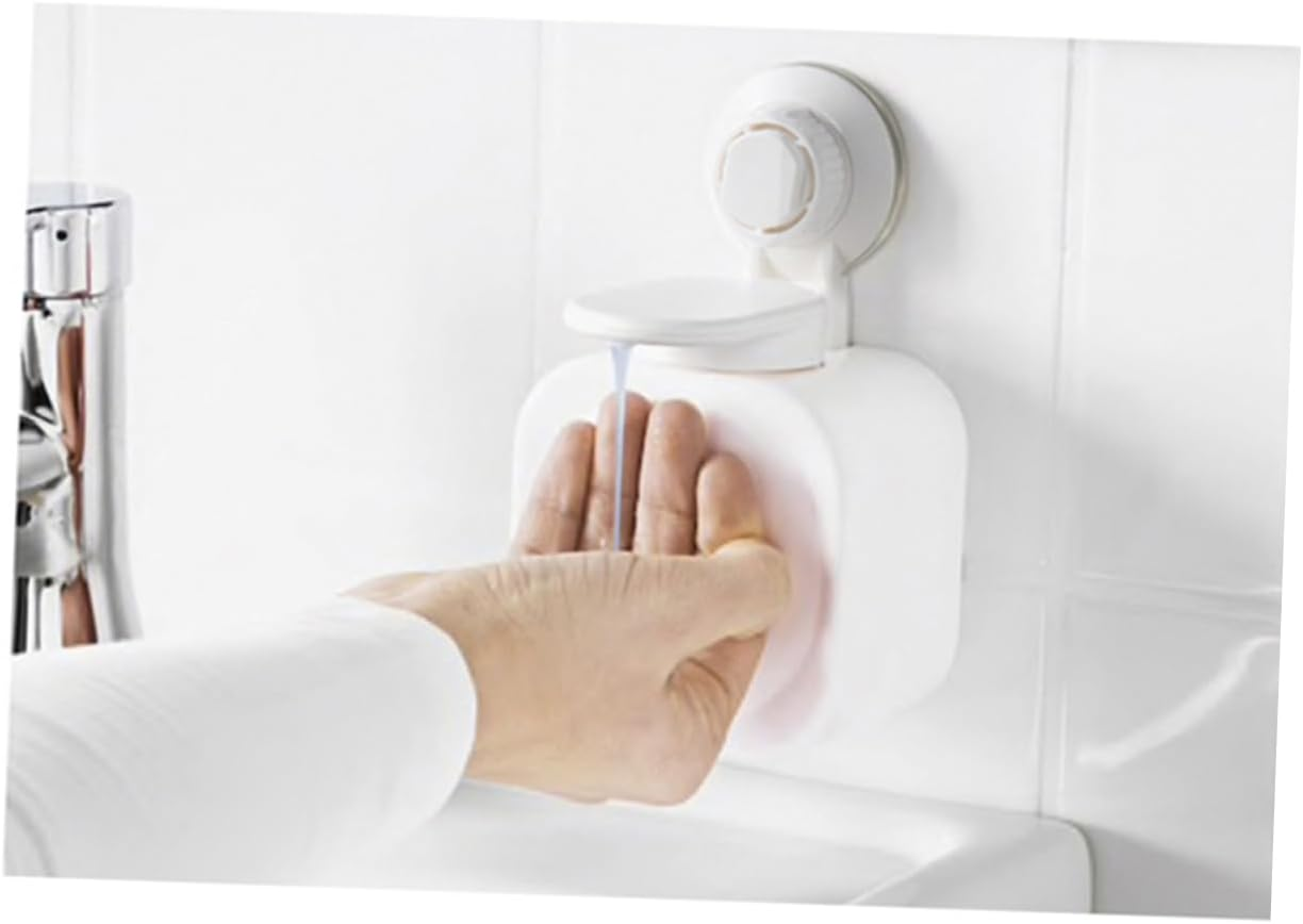 IWOWHERO Wall-Mounted Plastic Soap Dispenser White Refillable Lotion Container Empty Shampoo Bottle Bathroom Shower Toiletries Holder