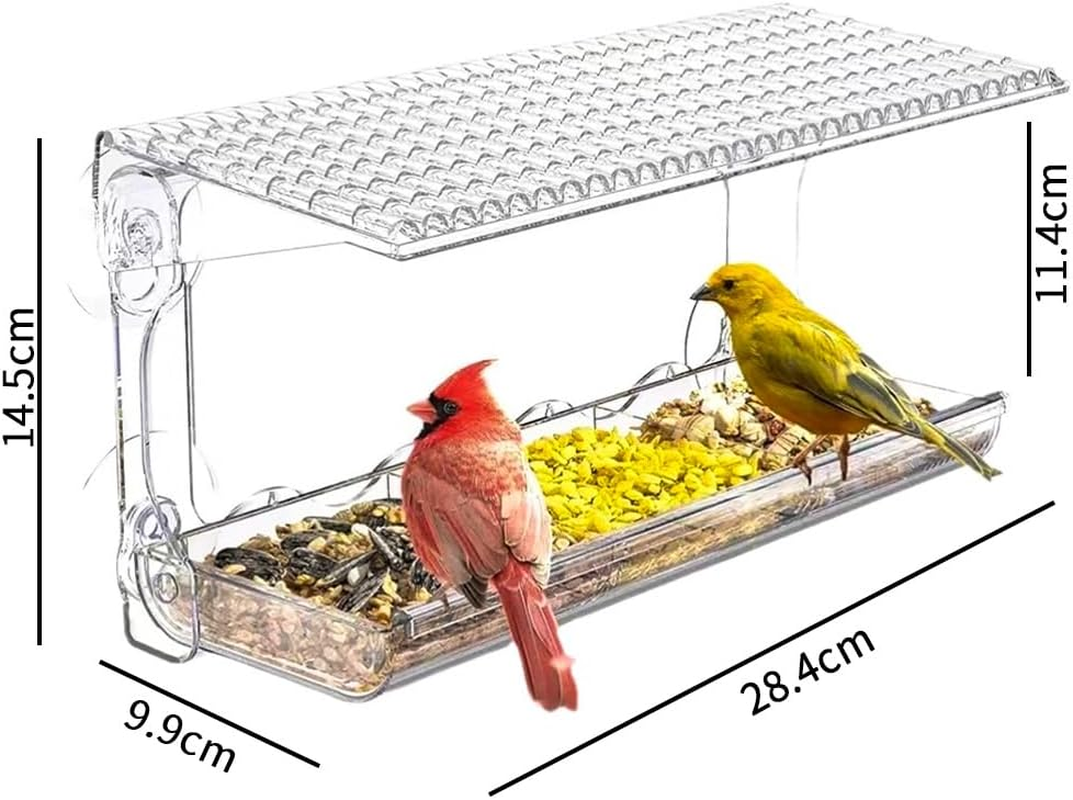 Window Sparrow Feeder with Strong Suction Cups, Transparent Bird House Outside, Hanging Small Animal Bowl for Garden, Yard, Elderly Kids Viewing