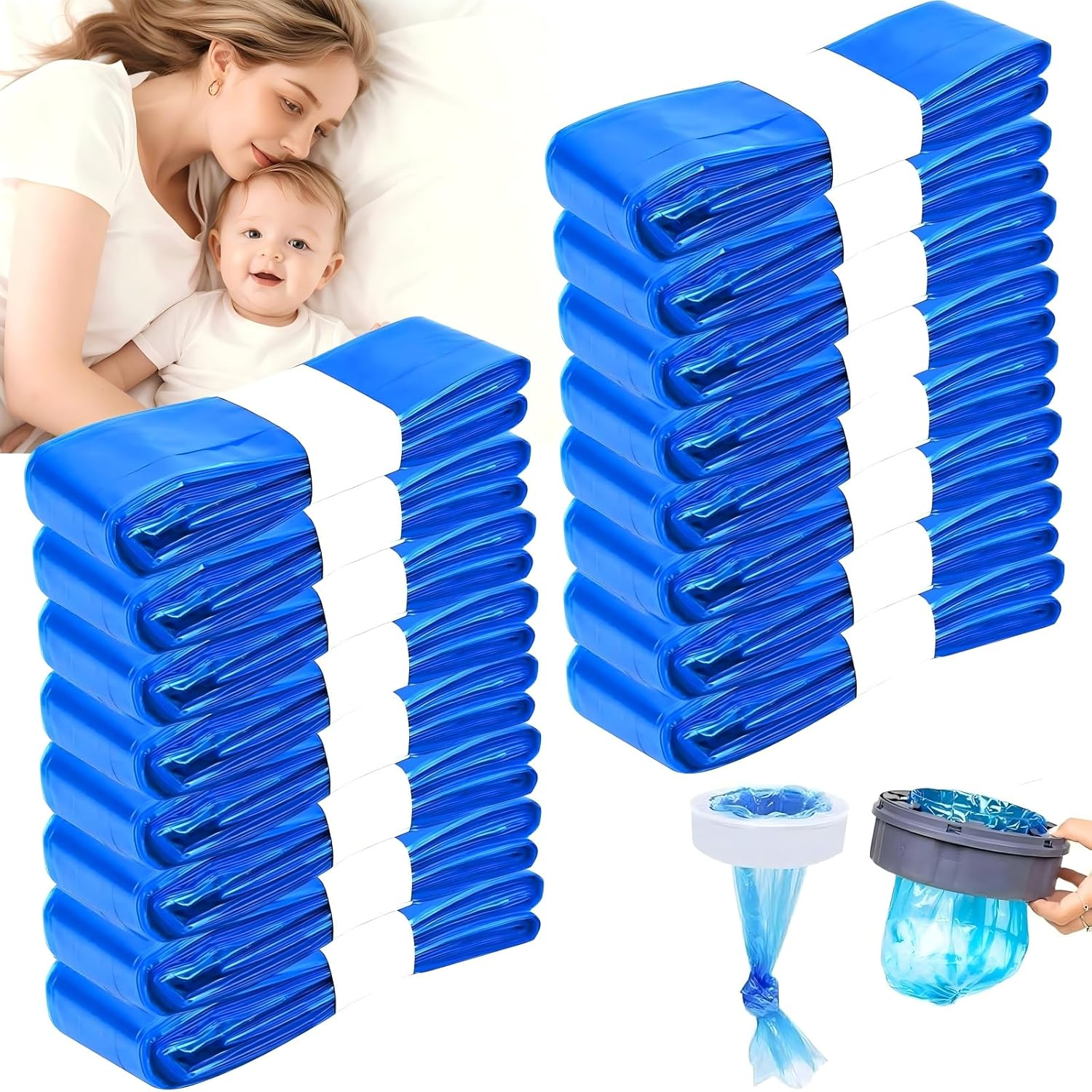 Nappy Bin Refill Bags 16-Pack Compatible with Tommee Tippee Twist and Click Refill for All Models Bins, Powerful Odor Lock Nappy Bag, Diaper Bin Bag Liner Pails, or Pet Waste Bags (Each 4.5M) image number 1