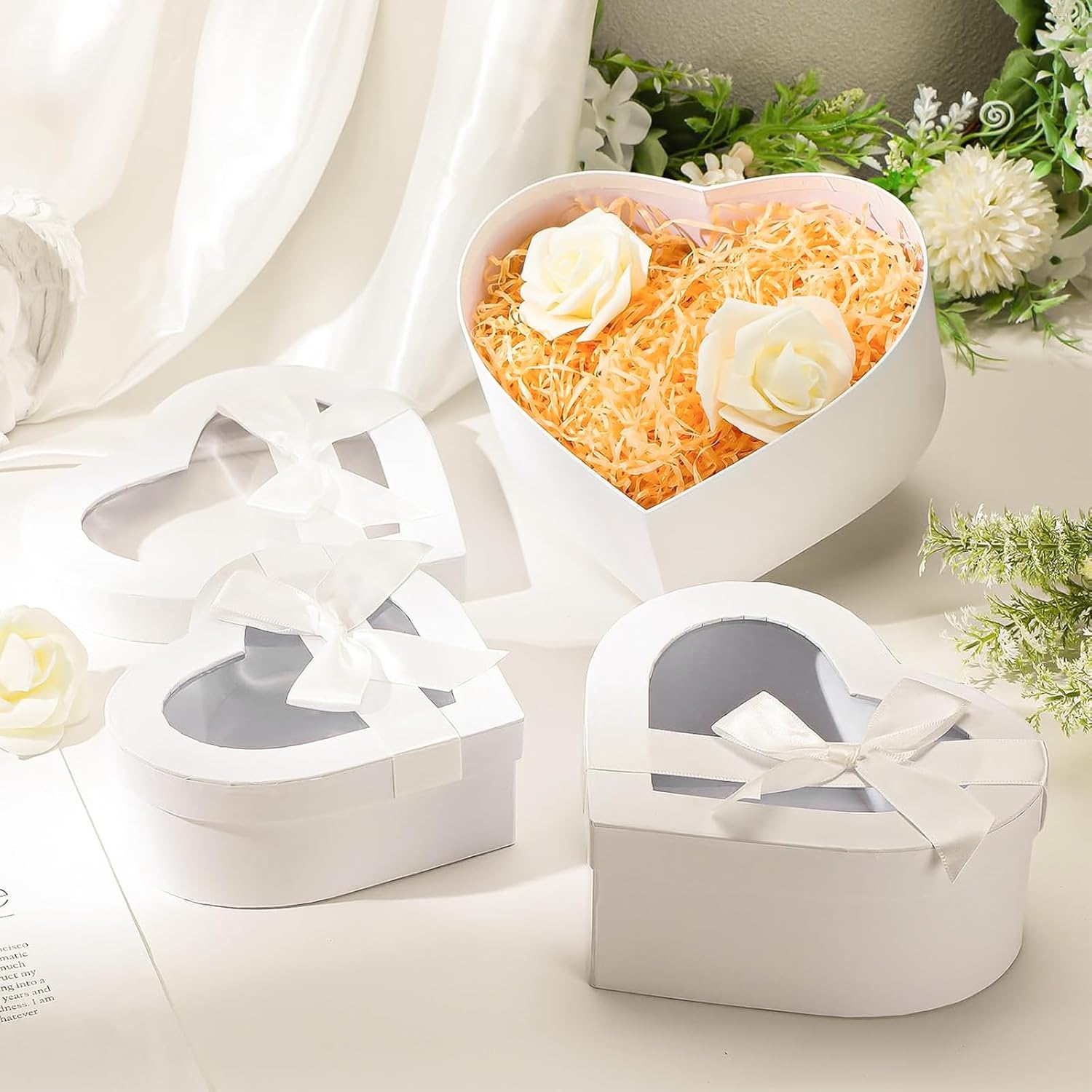 4Pcs Nesting Heart Shaped Gift Box with Clear Window Lids & Ribbons for Gifts Flower, Assorted Size Heart Gift Box Bulk for Mother'S Day Valentine'S Day Wedding Birthday Bridesmaid Proposal image number 5