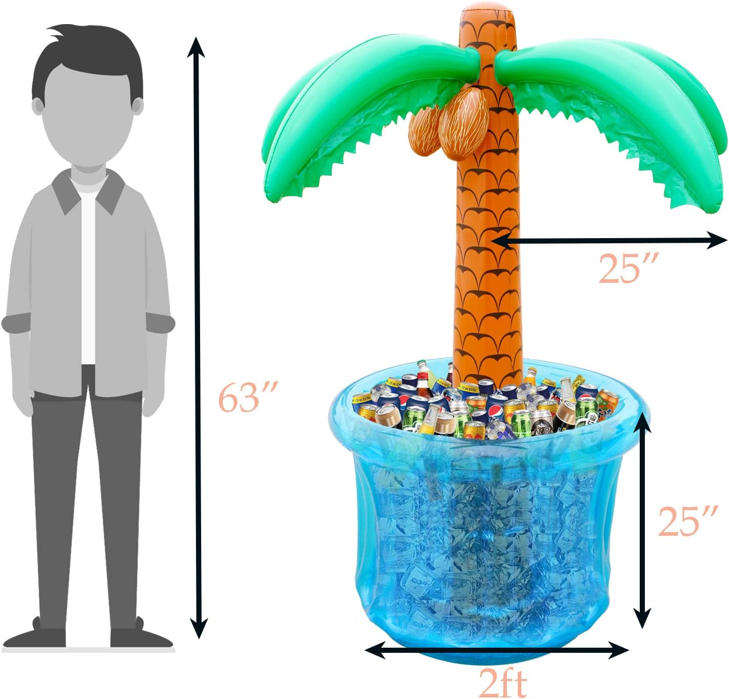 PARENTSWELL 63&rdquo;Inflatable Palm Tree Cooler, Summer Swimming Party Decoration, Party Supplies for Pool Party, Tropically Themed Party Luau Party and Hawaiian Party