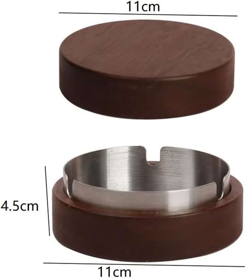 Wooden Ashtray, Ash Tray with Lid, with Stainless Steel Inner Box, Portable Decorative Ashtray for Home image number 5