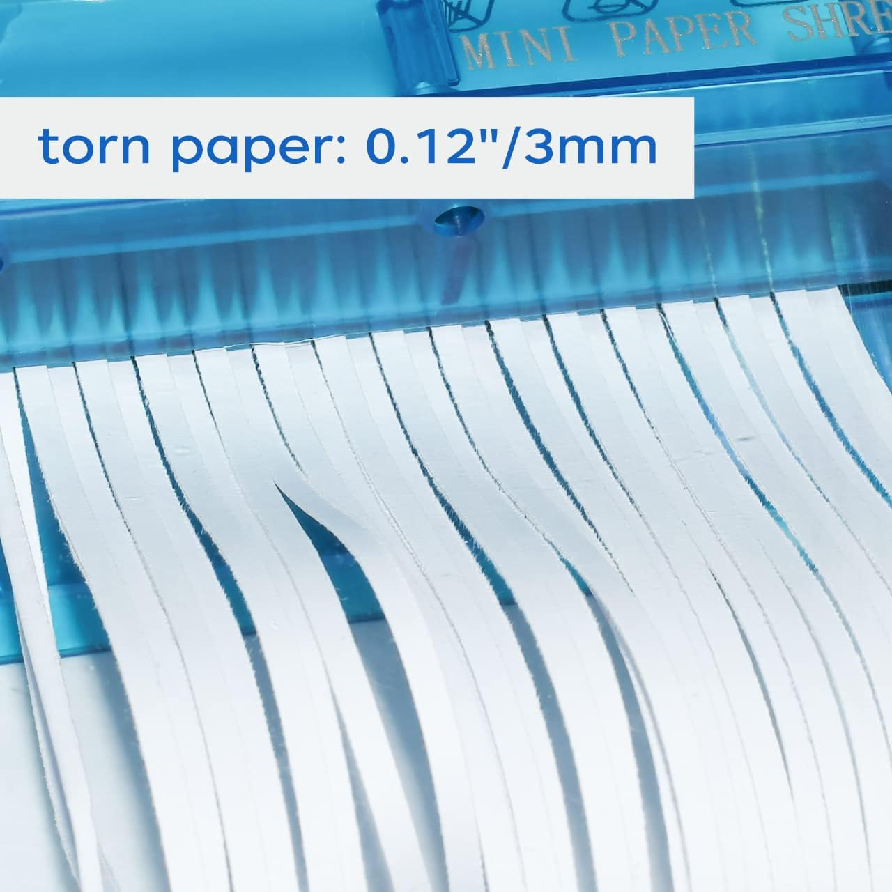 JIKIOU Mini Hand Shredder Portable Paper Shredder Manual Shredder Documents Paper Cutting Tool Home Office Desktop Stationery Christmas Birthday Gift Blue - Standard Blue-A4 image number 5