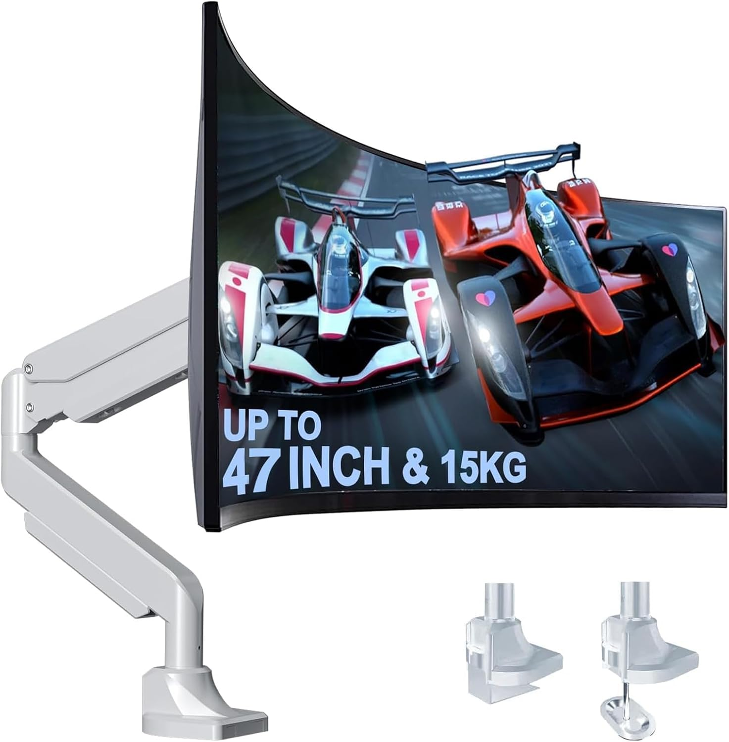 Heavy Duty Monitor Arm - 15KG Vesa Arm Monitor Stand, Monitor Desk Mount Gas Spring, Curved Computer Single Monitor Arm for Gaming Screen 34&rdquo;/38&rdquo;/42&rdquo;Up to 49'', 6.6-44Lbs Supported image number 5