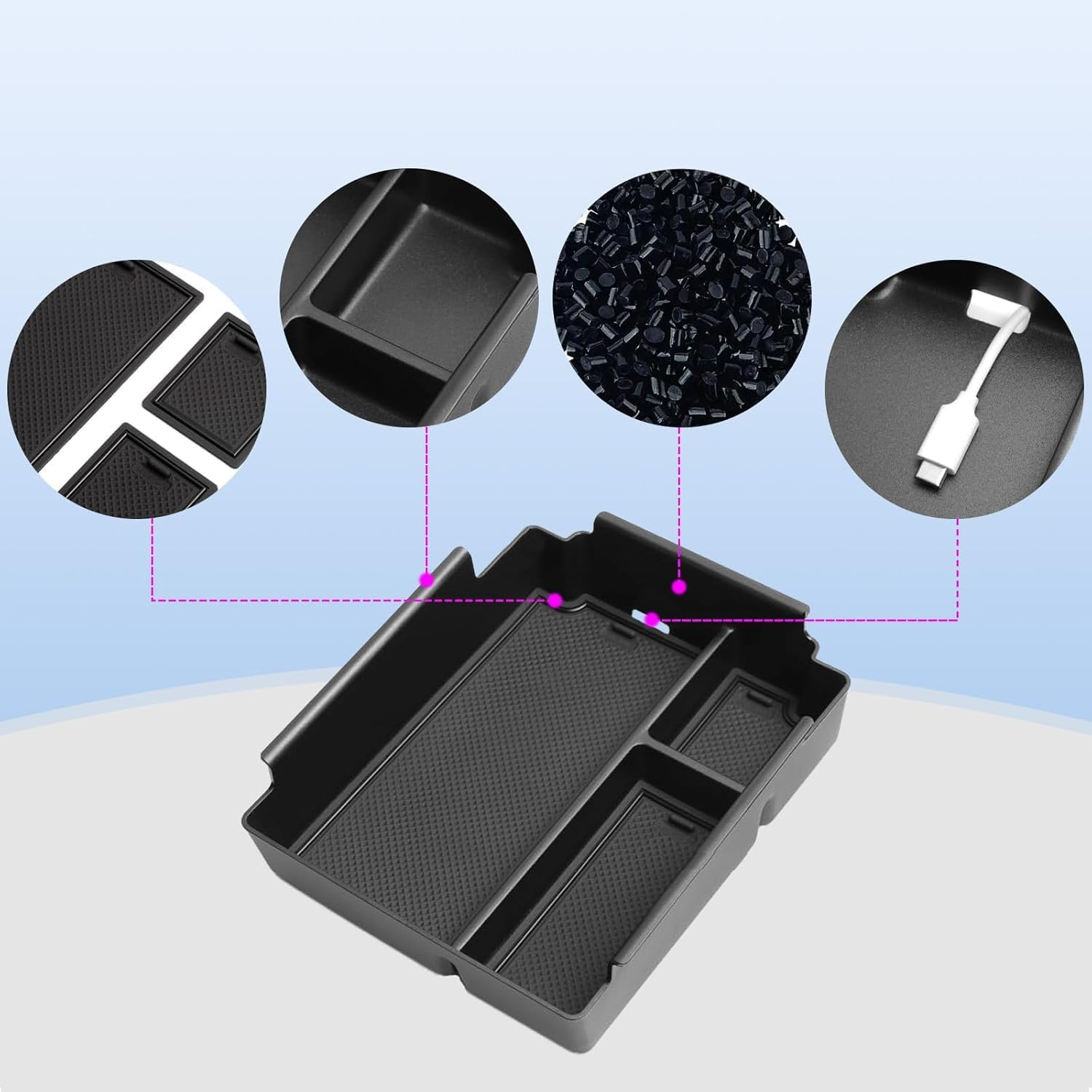 BYD Shark Accessories Center Console Organizer, Armrest Box Storage Tray for BYD Shark 2025 2024 Auto Pickup Accessories image number 3