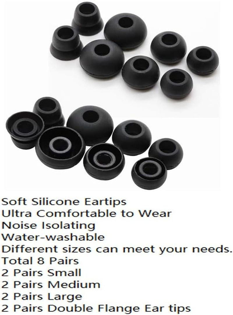 Rhinenet Replacement Silicone Ear Tips Earbuds for Beats by Dre Powerbeats 2 & 3 Wireless Earphones Headset Gel Tips Earplug 8 Pairs Headphone Cover Sweatproof Easy to Use Comfortable Ear Buds Black - Blue image number 3