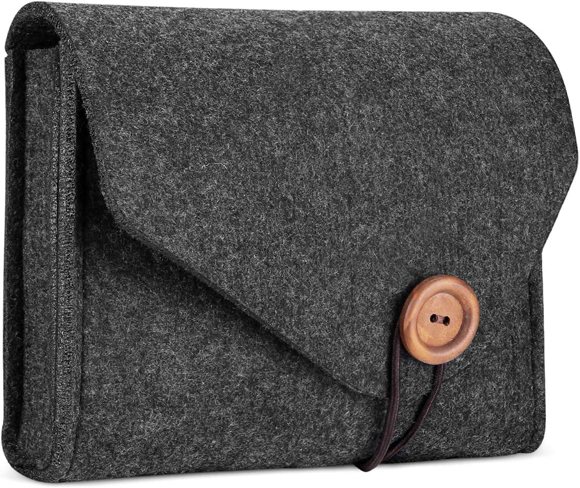 Procase Macbook Power Adapter Case Storage Bag, Felt Portable Electronics Accessories Organizer Pouch for Macbook Pro Air Laptop Power Supply Magic Mouse Charger Cable Hard Drive Power Bank&ndash;Black image number 3