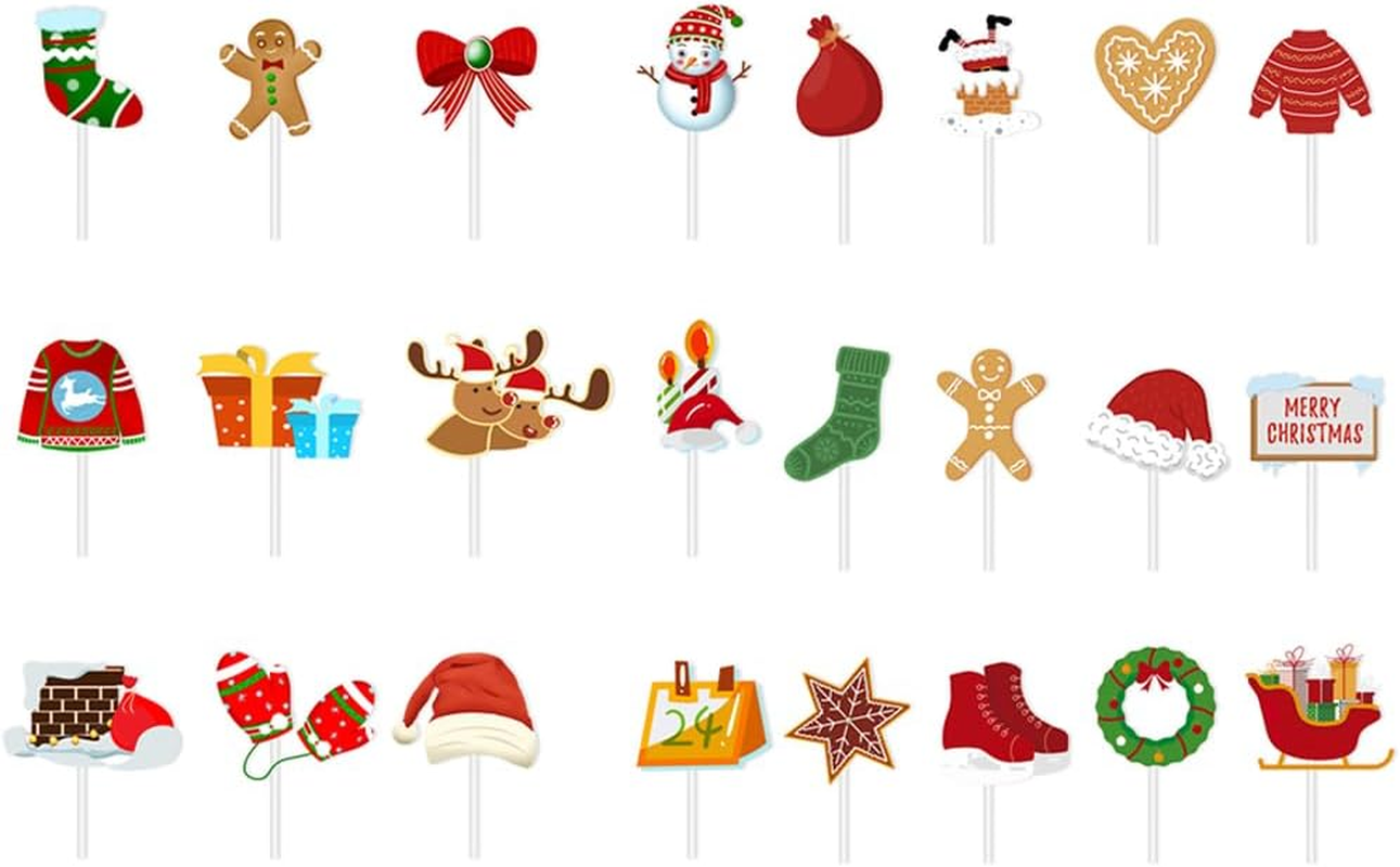LUOZZY 24Pcs Christmas Cupcake Toppers Food Fruit Picks Cake Picks Decoration Xmas Party Favors image number 6