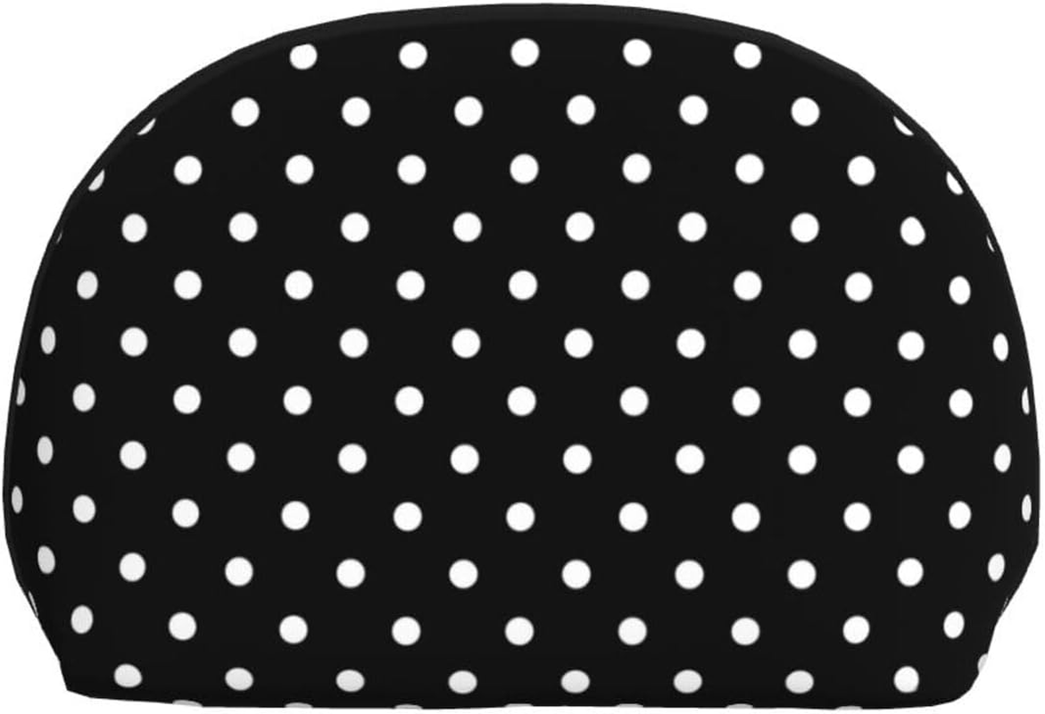 Cozimangoe Coin Pouch Makeup Bags Set, 2 Piece Shell Shape Cosmetic Bag with Pockets for Daily Travel Handbag Lipstick Keys Toiletry, Personalized White Black Polka Dot image number 4