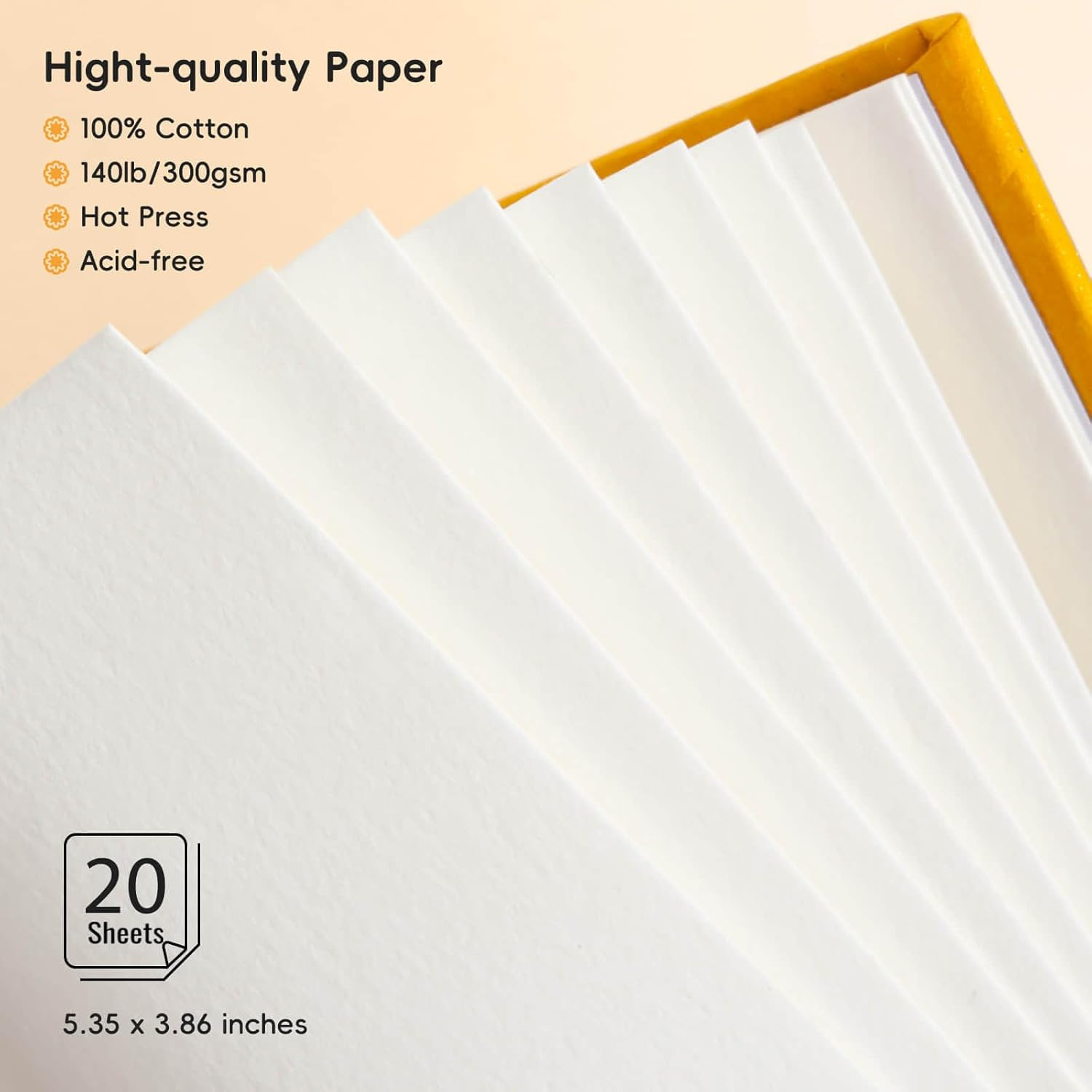 Arrtx Watercolor Sketchbook,100% Cotton Acid-Free 140Lb/300Gsm Hot Press Hardcover Watercolor Journal Notebook,20 Sheets 5.35 X 3.86 Inches image number 4