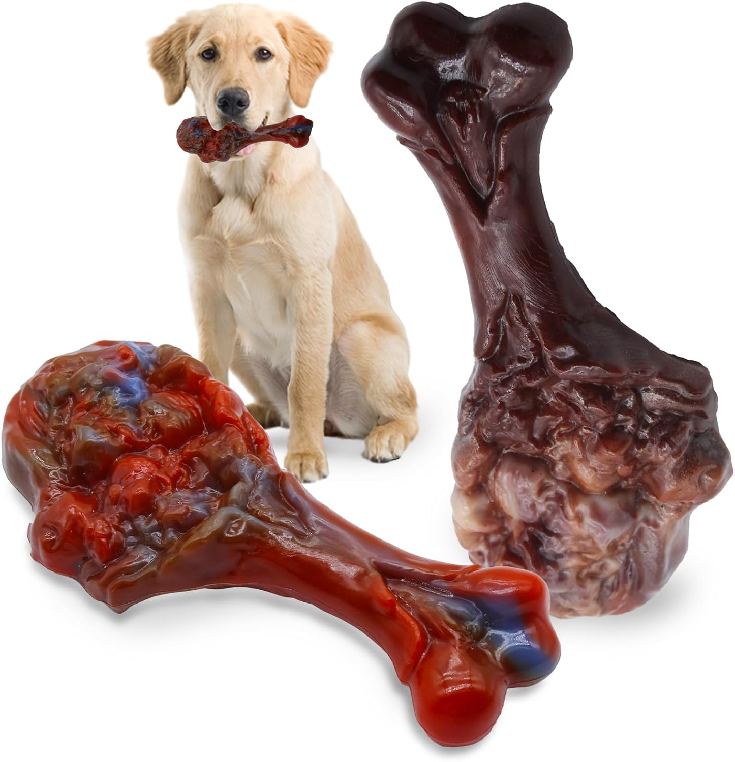 Dog Chew Toys for Aggressive Chewers, Indestructible Dog Toy for for Medium/Large Breed, Tough Nylon Teething Bone Toy to Keep Them Busy,Bacon and Real Beef Flavor (Beef+Bacon Flavor, 2 Pack) image number 1