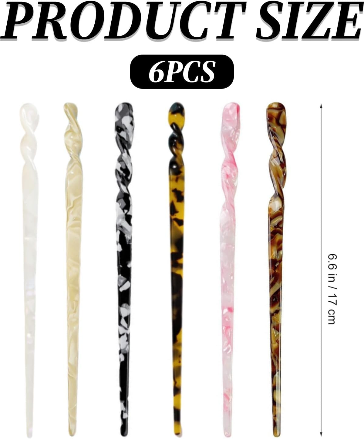 TPZORJX 6Pcs Acetate Hair Chopsticks Vintage Leopard Print Turtle Shell Headwear Retro Accessories Brooch Chinese Hairpins for Women and Girls image number 1