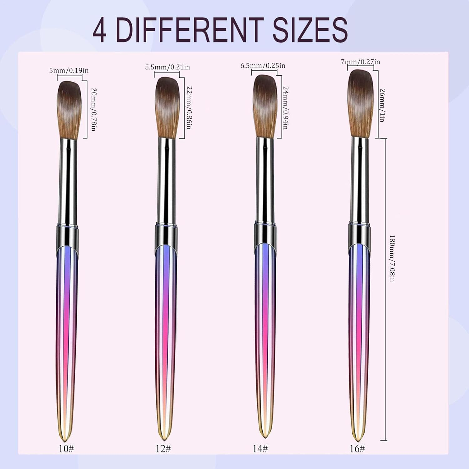 Gradient Nail Brushes Set - Nail Brushes Set for Acrylic Application Nail Drawing Art Brush | Acrylic Application Nail Extension Carving Nail Salon Home Xifeng image number 5
