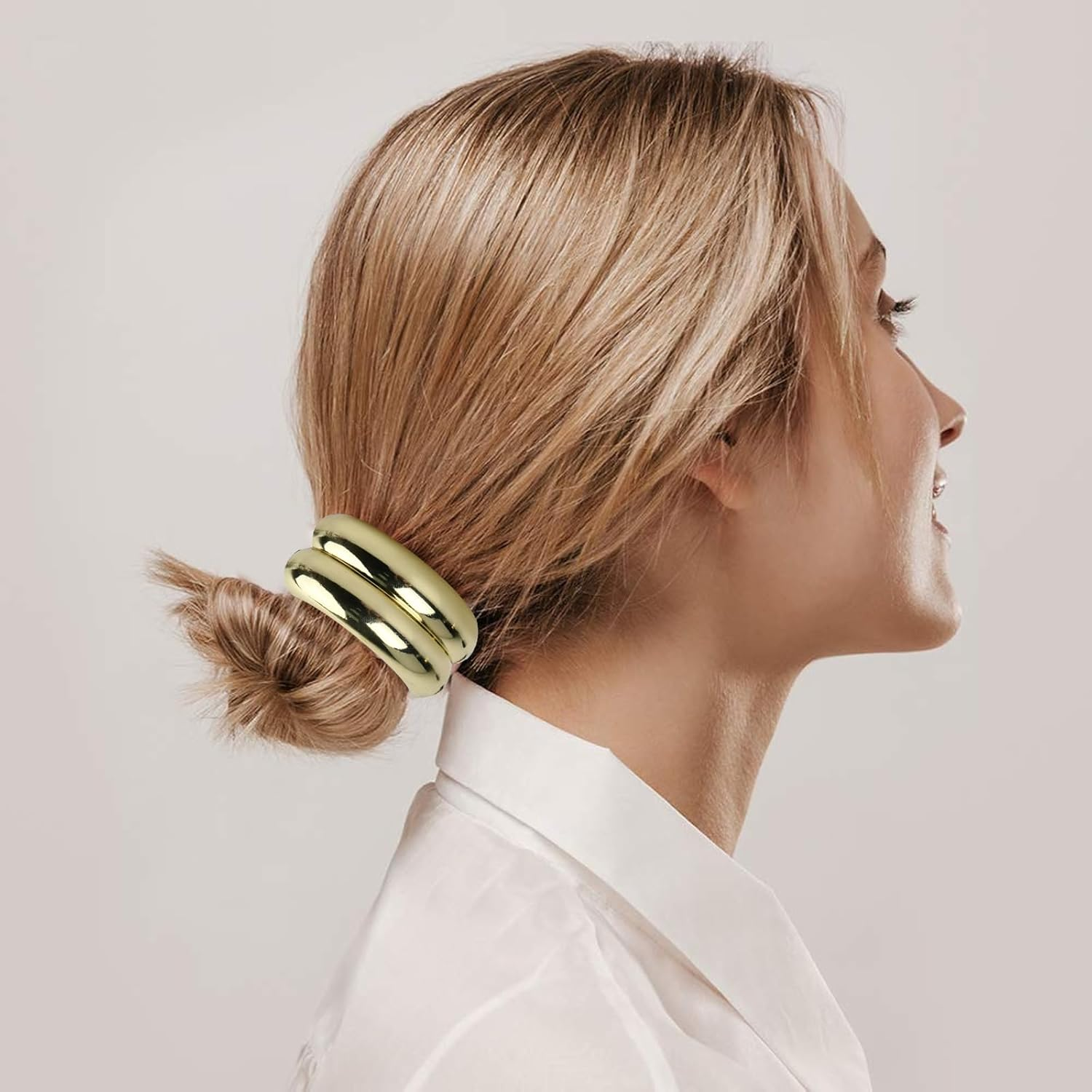 YILANJIN Pack of 4 Hair Bobbles, Metal Hair Accessories, Hair Bobbles, Glitter Ponytail Holder Cuff, Stylish Hair Band, Fashionable Elastic Hair Band for Women, Girls, Hair Accessory (A) image number 4