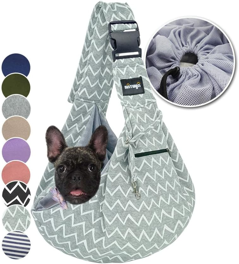 NATUYA Pet Dog Sling Carrier - Dog Sling with Net Bag for Carrier Dogs Cats-Hands Free Pet Bag-Buckle Net Pocket Pet Bag (Black)