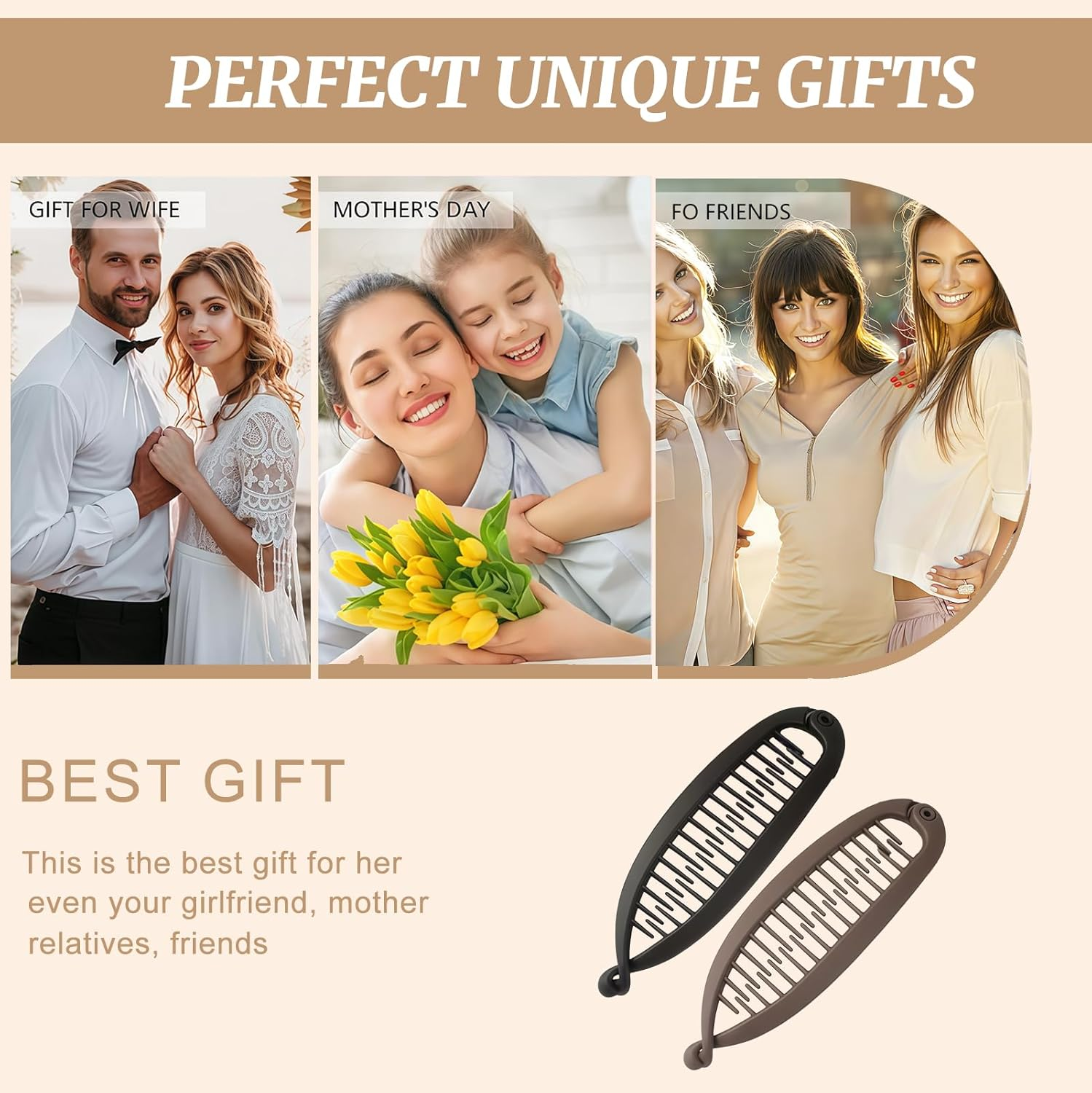 Xanthelle Banana Clip, 2 Pieces Banana Hairclip for Women, Hair Banana Clip for Thin and Thick Hair, Volumising Claw Clips, Banana Hairclip image number 2