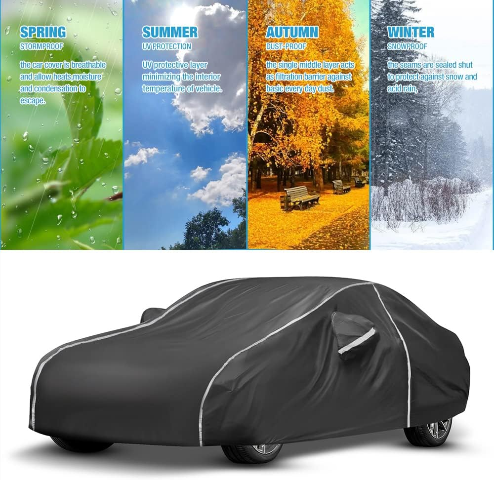Waterproof Car Cover Compatible for BMW M5 M550I M550 528I 530I 530E 535I 535D 540I 550I 2004-2024 All Weather 6 Layers Full Car Cover with Storage Bag