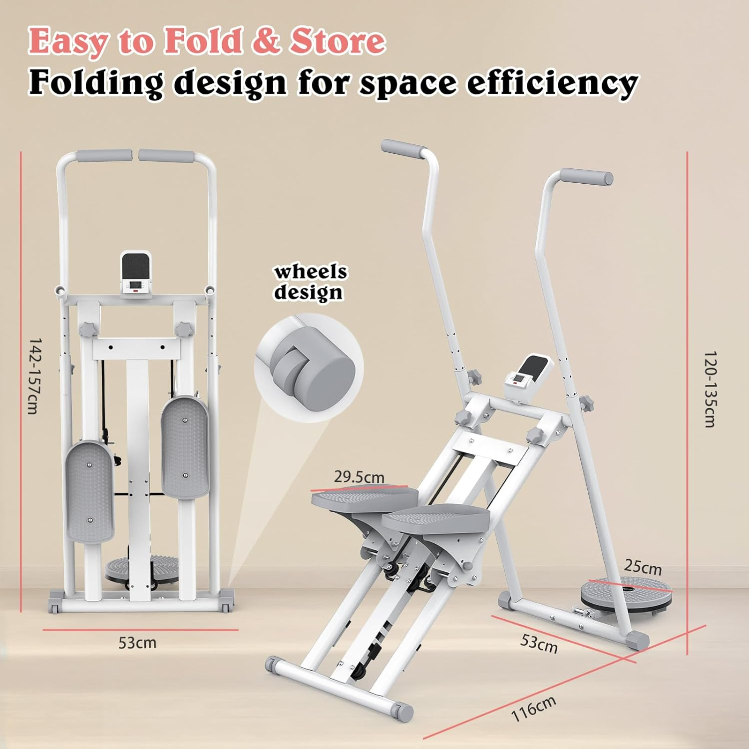 Advwin Stair Stepper for Home Gym, Vertical Climber Exercise Machine for Full Body Cardio W/Twisting Waist Disc, Folding Stair Climber W/Adjustable Pedal Tilt & Handlebar & Resistance image number 1