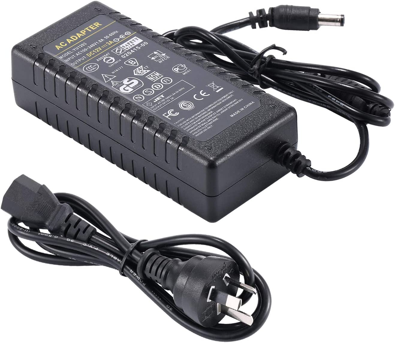 12V 3A Power Supply, Cfsadapter AC 100-240V to DC 12V 3A Power Adapter 36W Charger Led Driver for LED Strip Light CCTV Camera