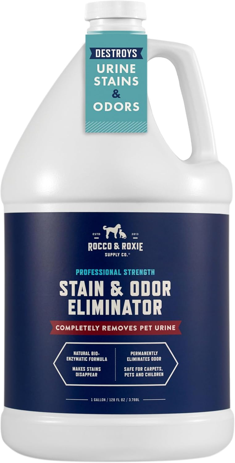 Rocco & Roxie Supply Co Professional Strength Stain & Odor Eliminator - Enzyme-Powered Pet Odor & Stain Remover for Dog and Cats Urine 1 Gallon image number 1