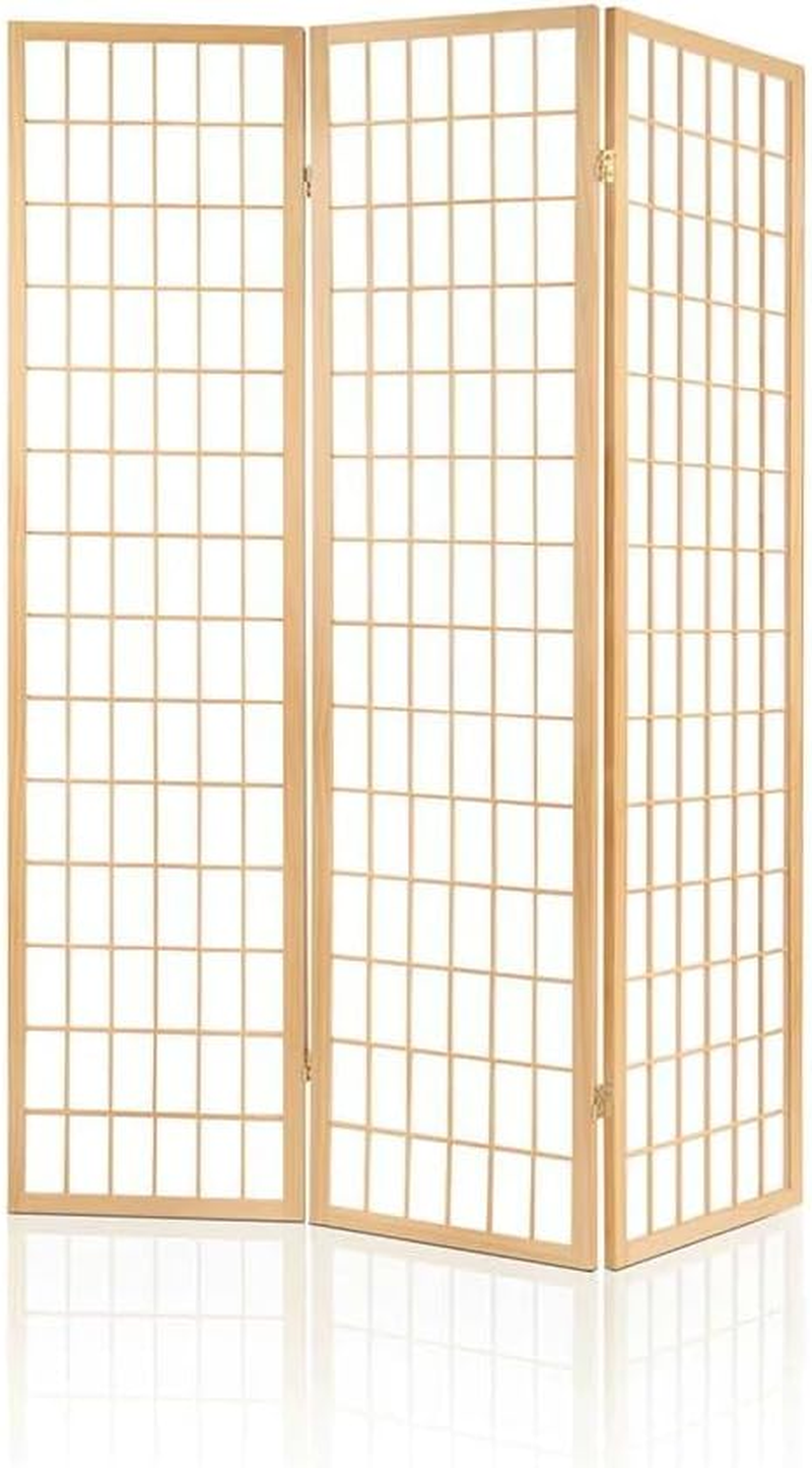 Artiss Room Divider, 3 Panel Folding Wooden Privacy Portable Screen Shelf Dividers Partition Wall Screens Home Pet Child Indoor Balcony Bedroom Furniture, Separator Water-Resistant Natural image number 1