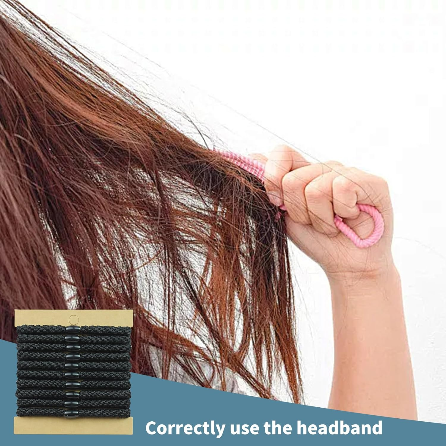 Pack of 10 Hair Bobbles for Girls, Black Elastic Bands, Scrunchies Girls Set, Braided Scrunchies without Metal, Hair Bands, Ponytail Holder for Thick Hair and Curly Hair (Black) image number 4