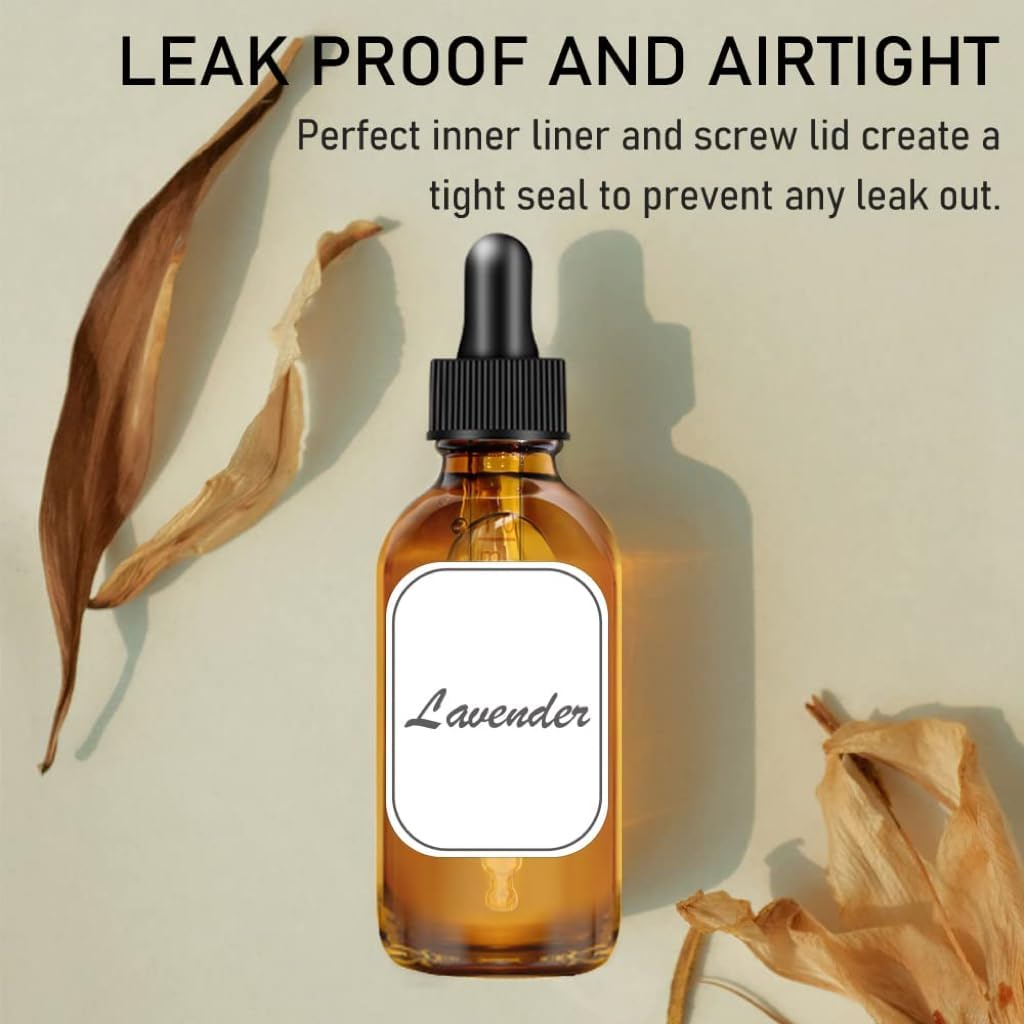 3-Pack 30Ml Amber Glass Dropper Bottles with Measured Dropper, Glass Dropper Bottles for Essential Oils, Labels & Funnel | UV Protective, Leakproof image number 5