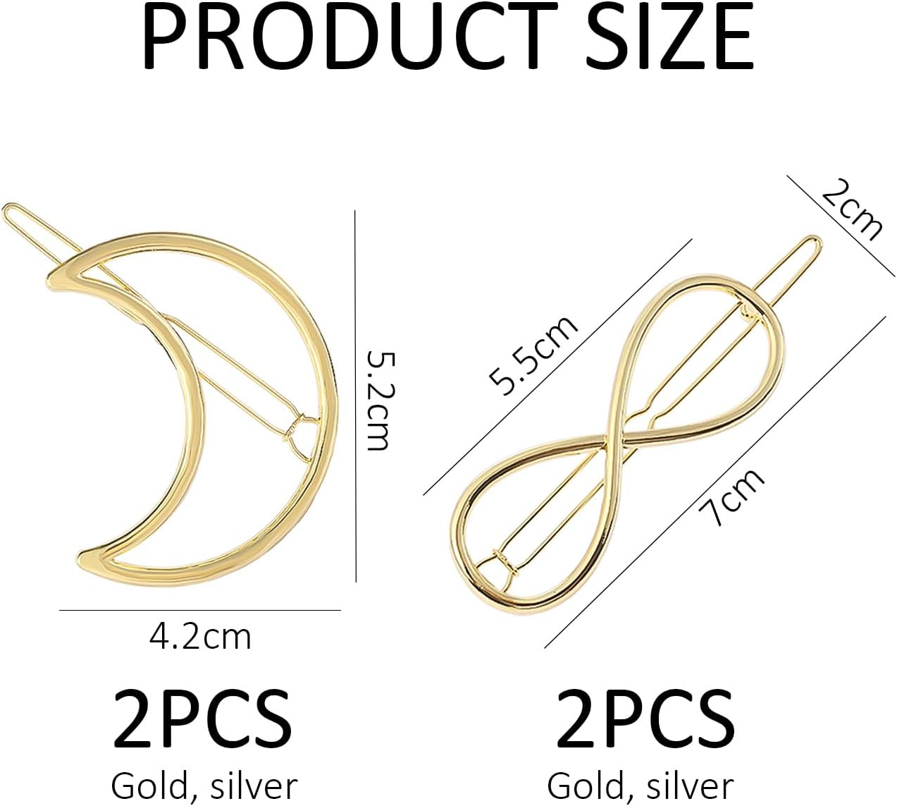 4 Pieces Women Hair Clips, Figure 8 Hair Clips, Moon Hair Accessories, Women'S Metal Hair Clips, Women'S Styling Hair Clips image number 1